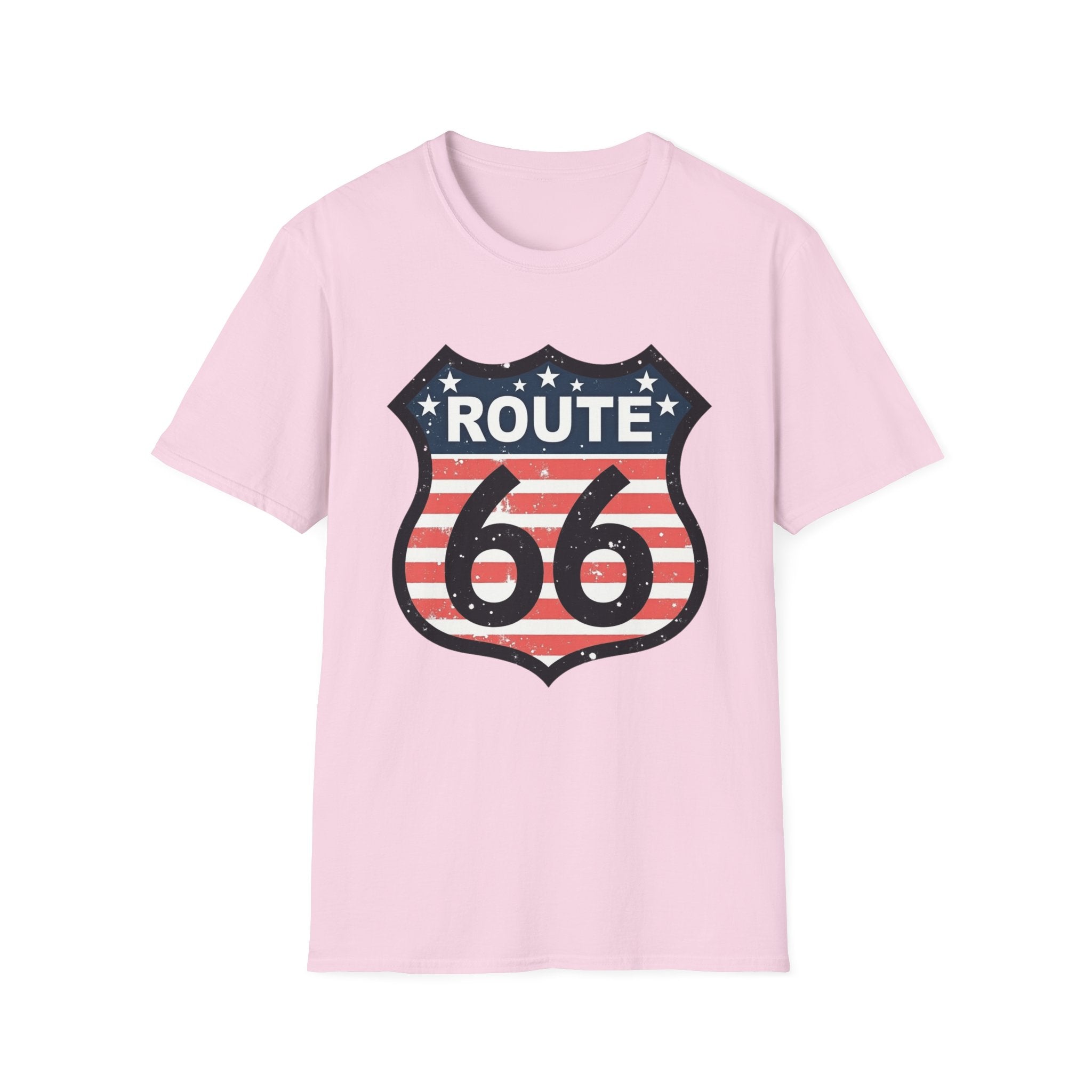 Route 66 Shield T-Shirt | American Flag Vintage Road Sign