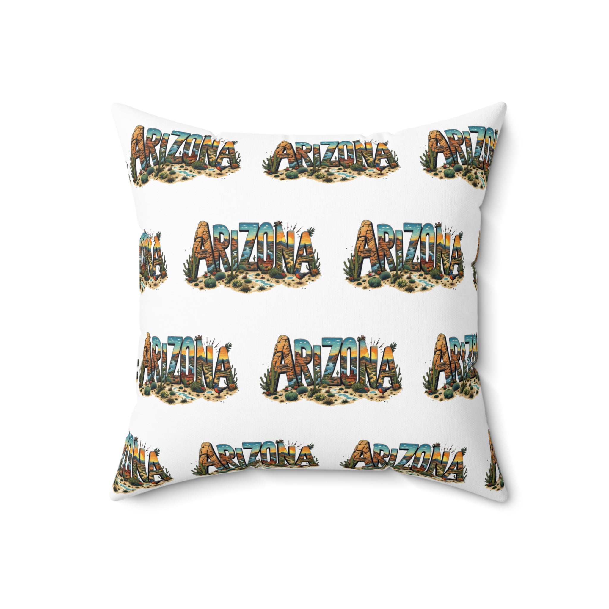 Arizona AZ - Artistic Spun Polyester Square Pillow - Cozy Home Decor, Decorative Throw, Unique Gift, Art-Inspired Decor, Colorful Cushion