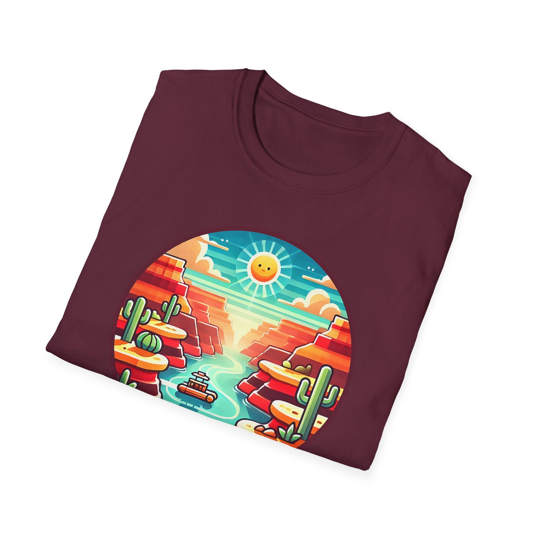 Grand Canyon National Park Retro Sunset T-Shirt | Canyon River Illustration