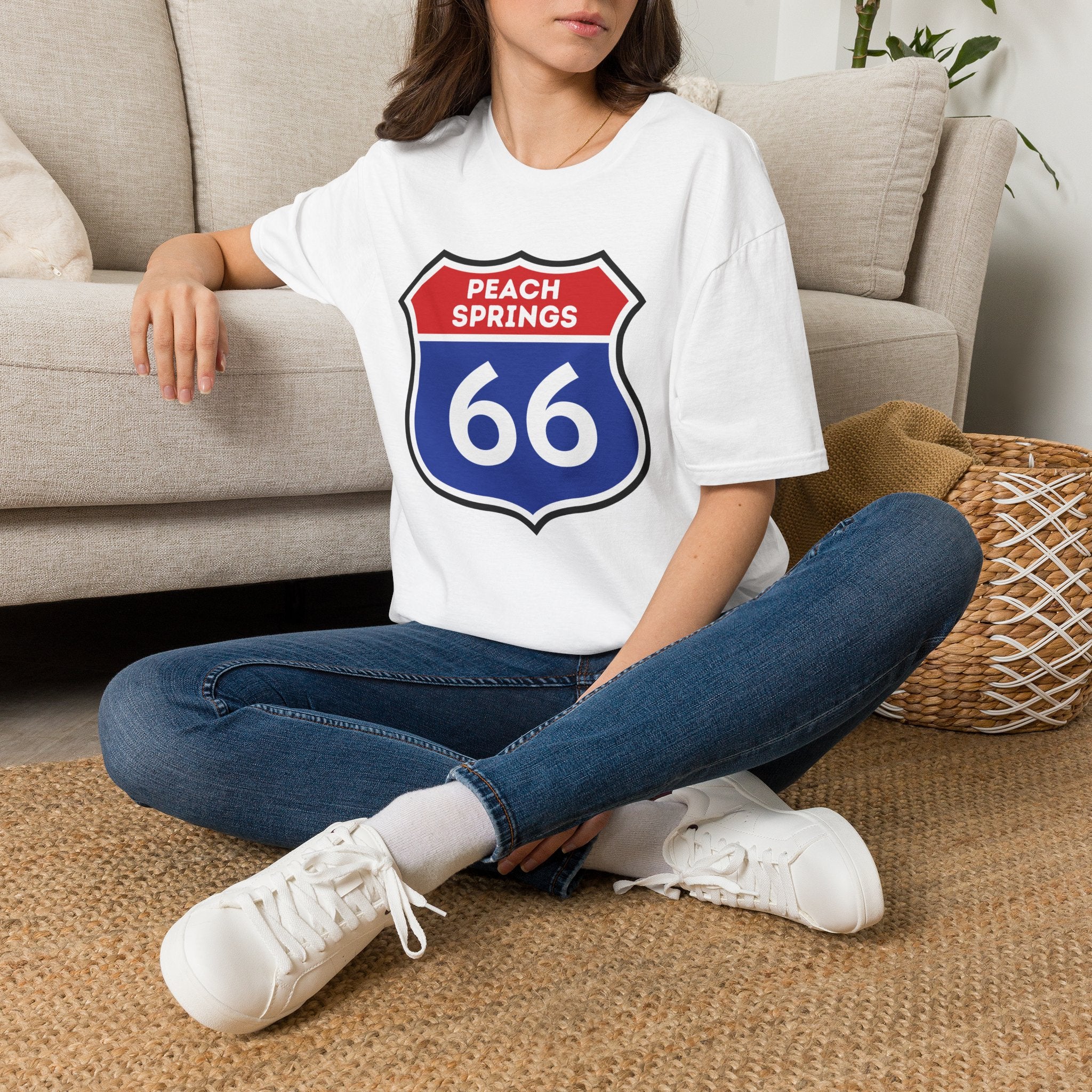 Peach Springs 66 Shield T-Shirt | Route 66 Road Sign Shirt