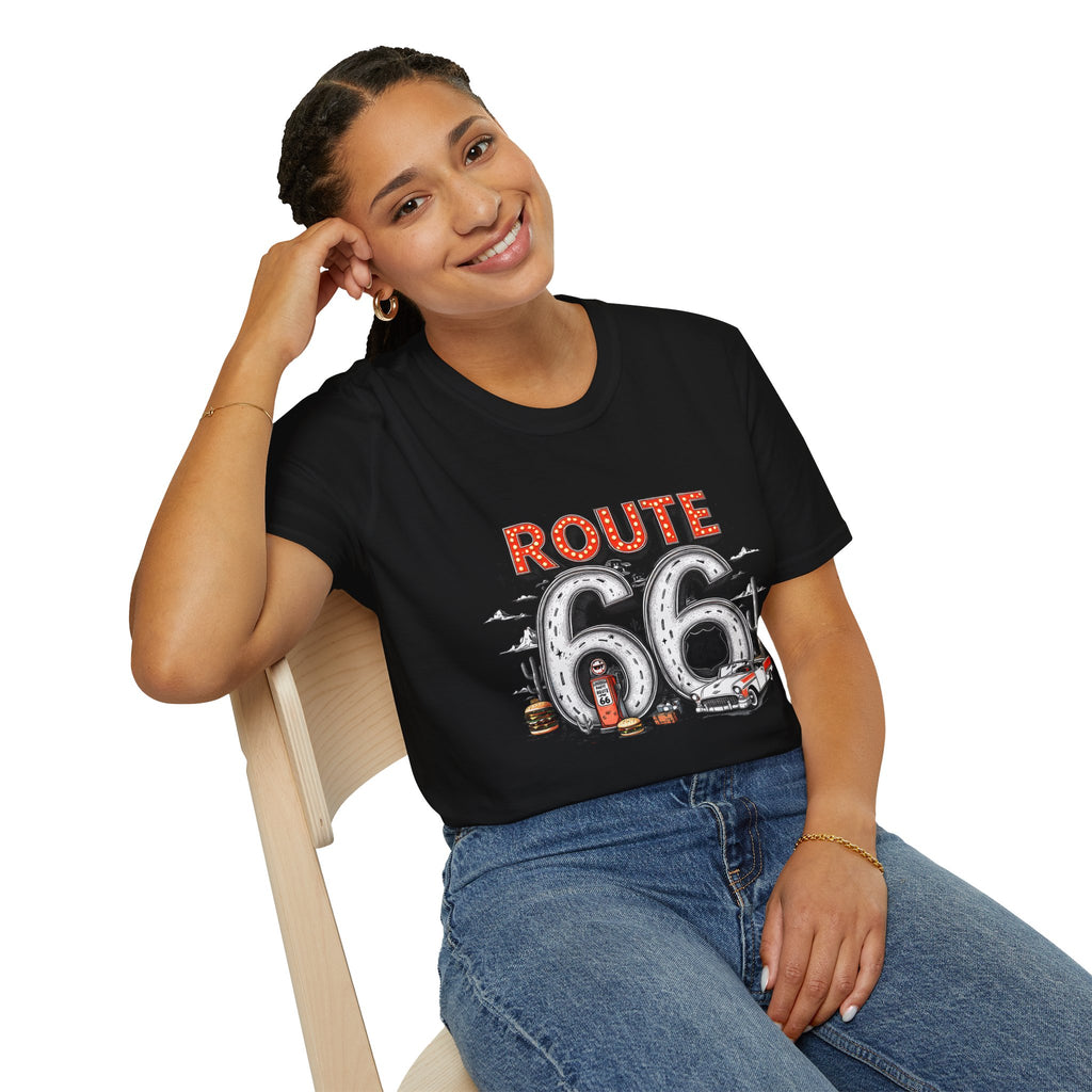 Route 66 Vintage Roadtrip T-Shirt | Classic Highway Car Signage