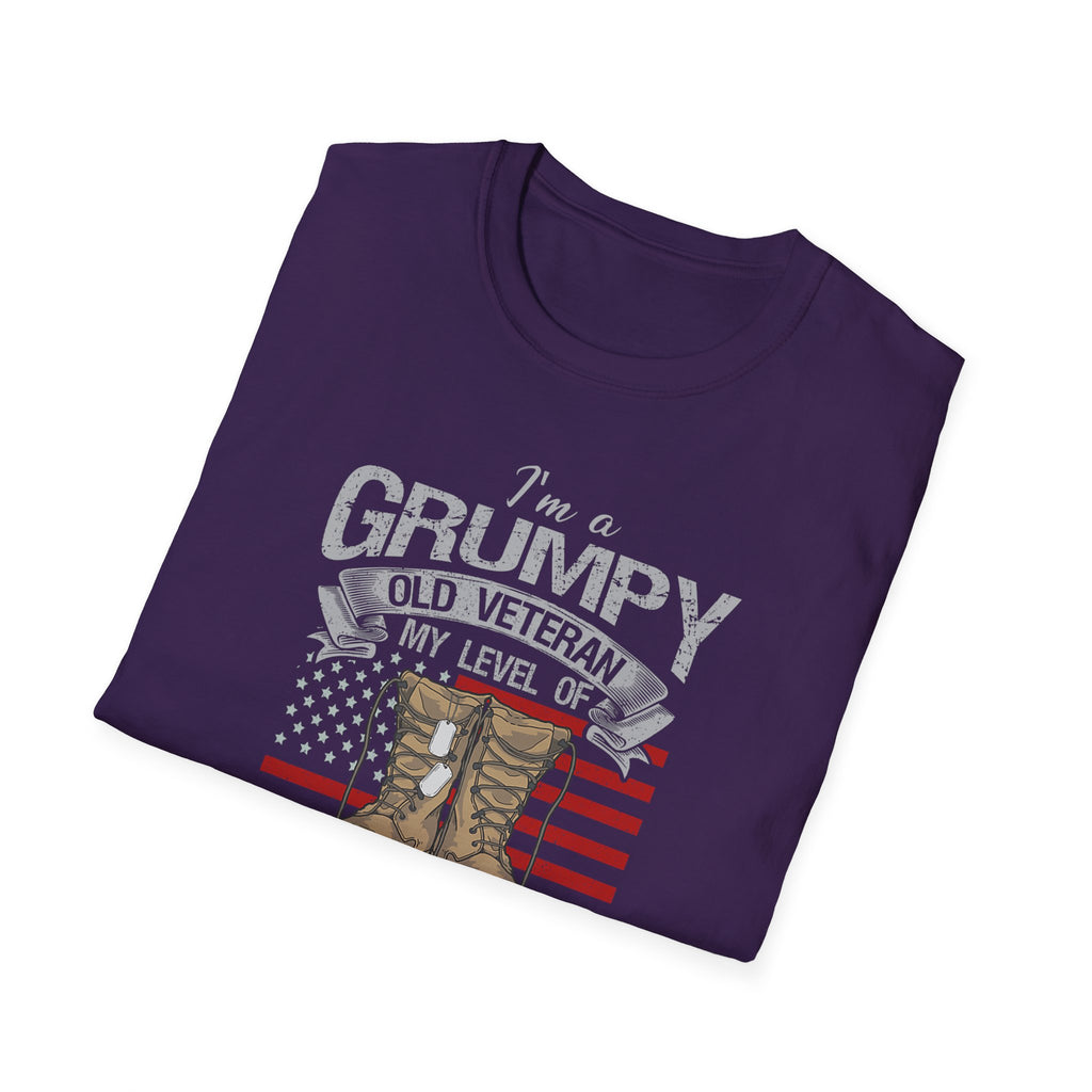Grumpy Old Veteran Boots, T-Shirt | American Flag, Sarcasm Depends on Stupidity