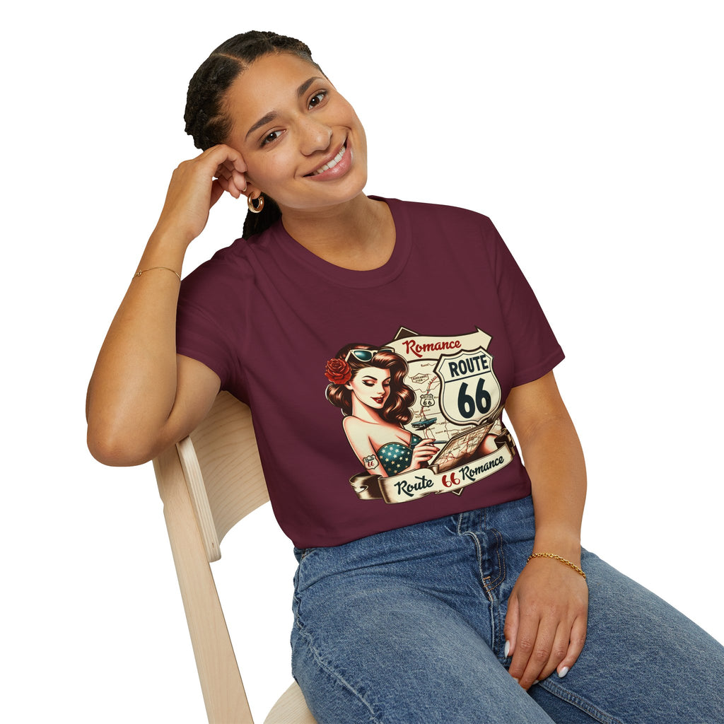 Pinup Girl Route 66 T-Shirt | Vintage Roadtrip Retro Sign