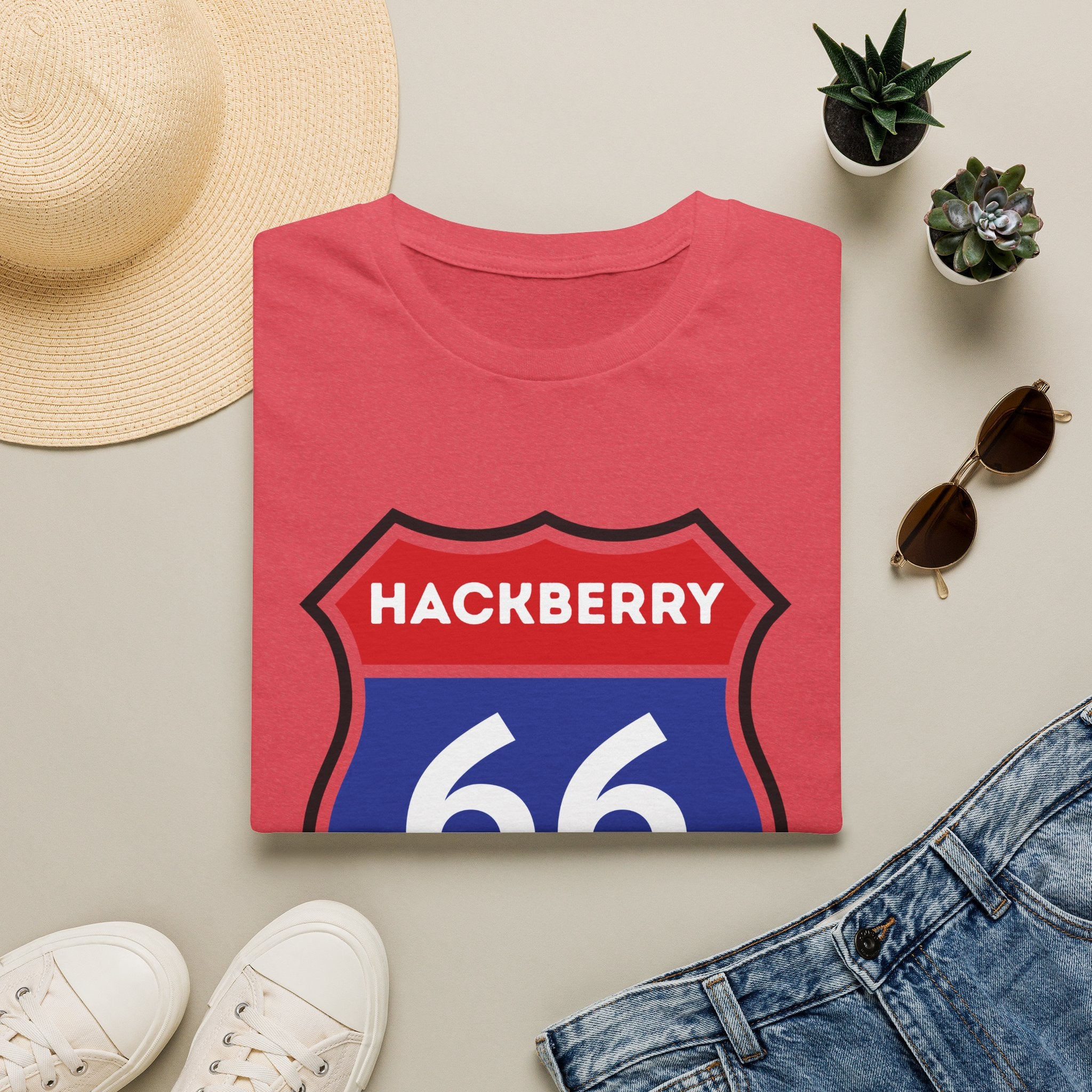Hackberry 66 Shield T-Shirt | Route 66 Road Sign Tee