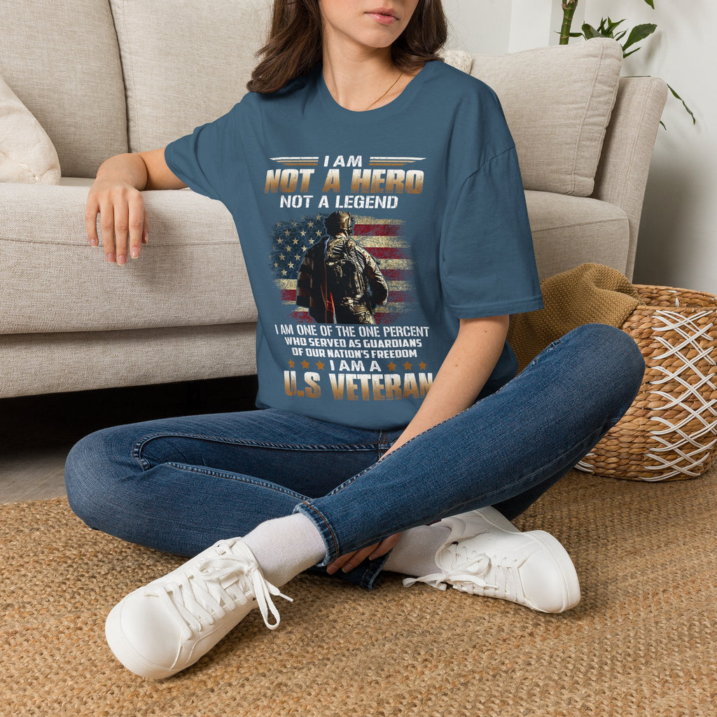 I Am Not a Hero I Am a U.S. Veteran T-Shirt | American Flag Soldier Tee