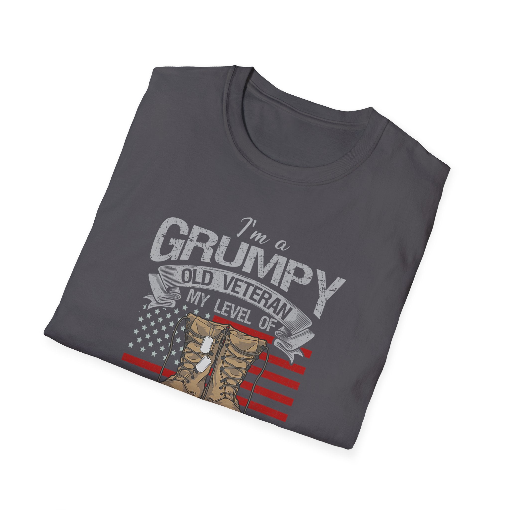 Grumpy Old Veteran Boots, T-Shirt | American Flag, Sarcasm Depends on Stupidity