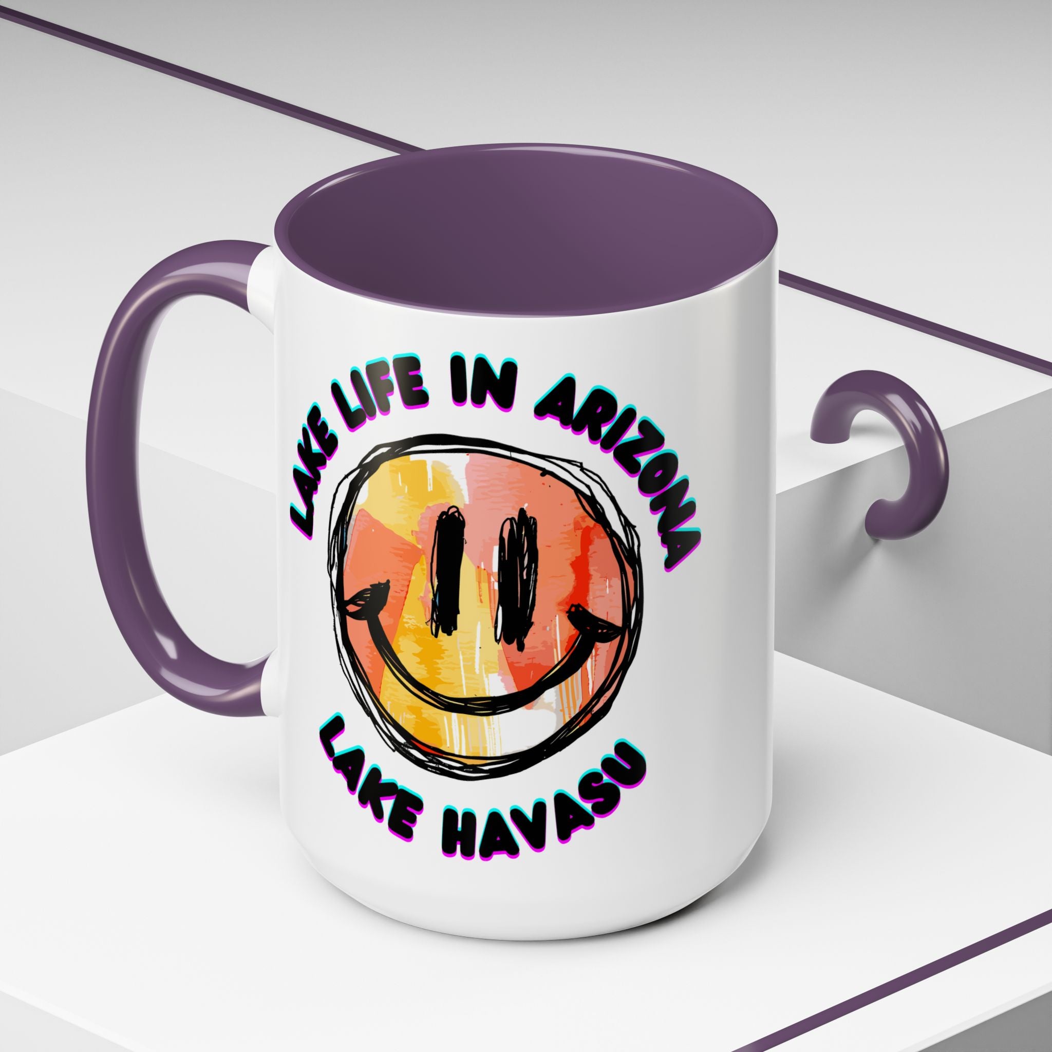 Lake Life in Arizona Smiley Mug | Lake Havasu Accent Coffee Mug