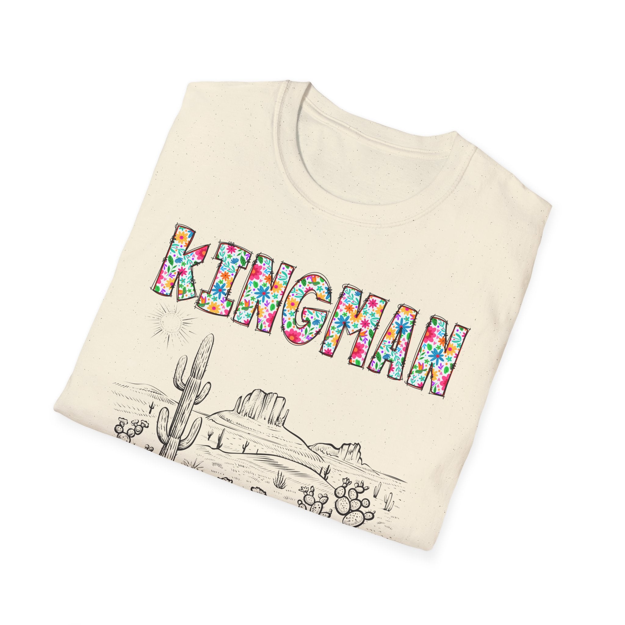 Kingman Arizona Colorful Mens Womans Unisex T-Shirt, Casual Wear, Travel Souvenir, Gift for Nature Lovers, Vacation Tee