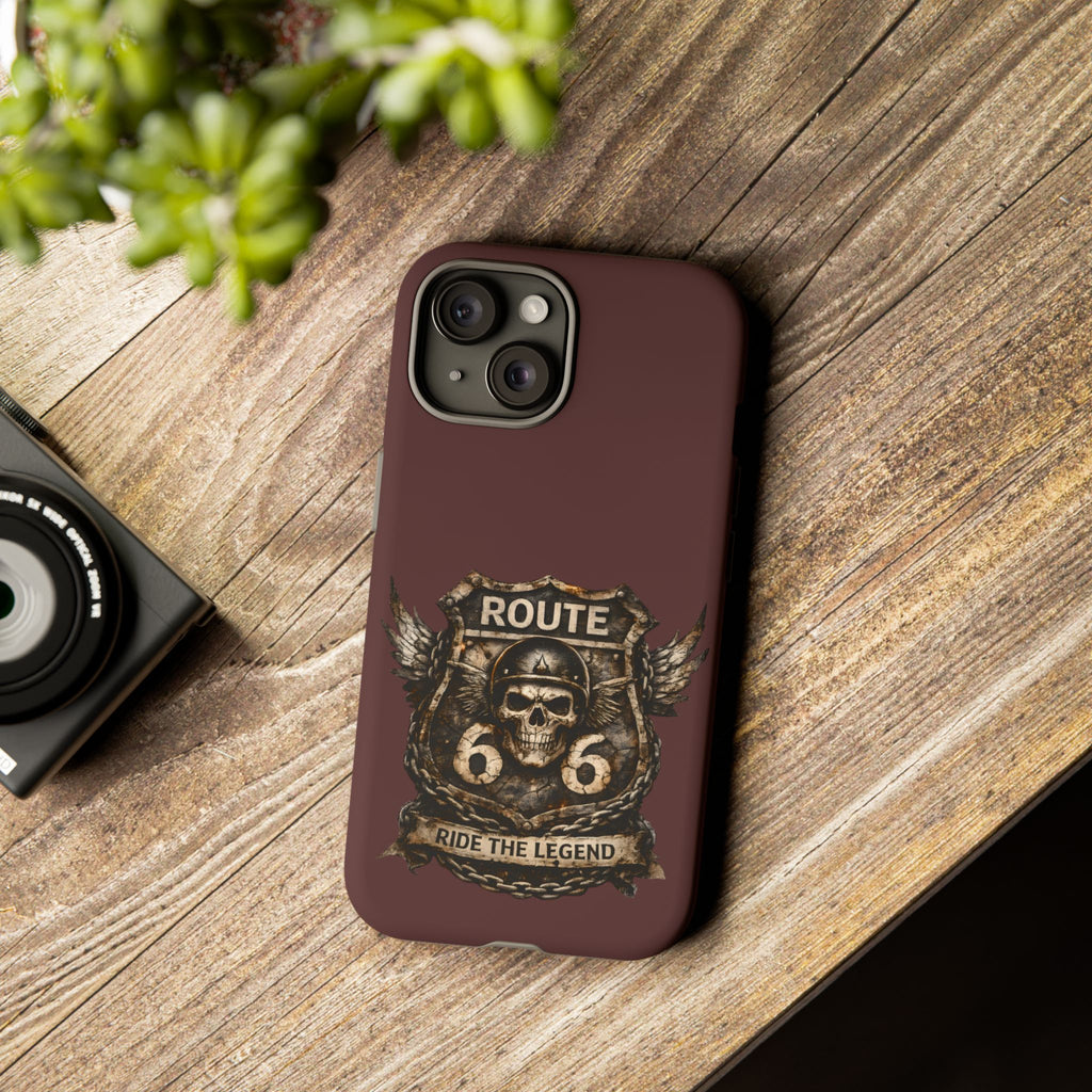 Route 66 Skull Helmet phone case | Motorcycle emblem, Ride the Legend
