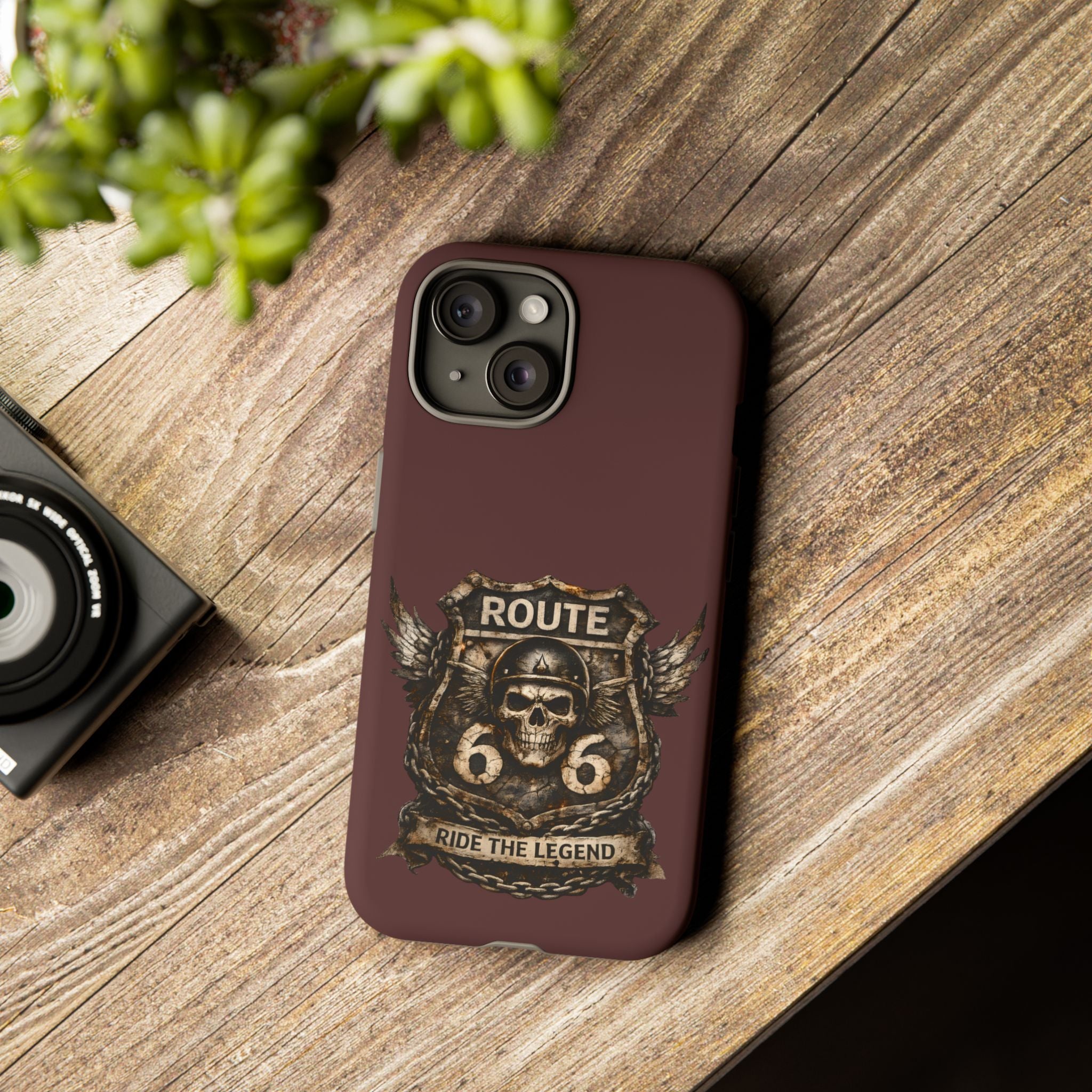 Route 66 Skull Helmet phone case | Motorcycle emblem, Ride the Legend