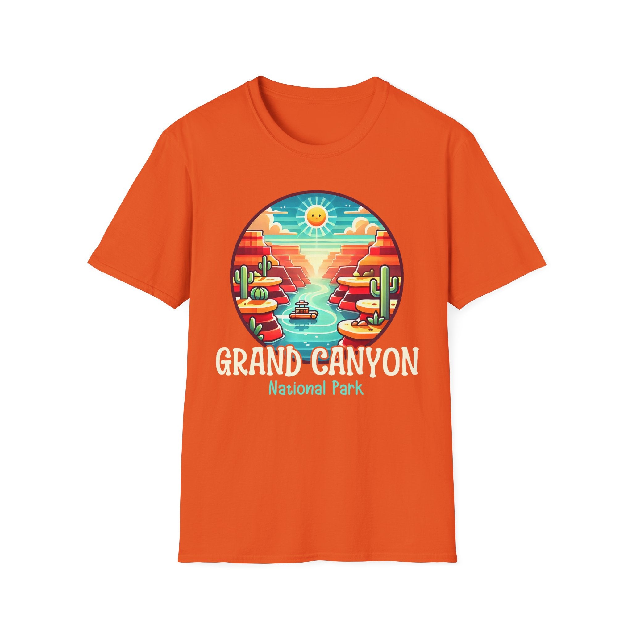 Grand Canyon National Park Retro Sunset T-Shirt | Canyon River Illustration