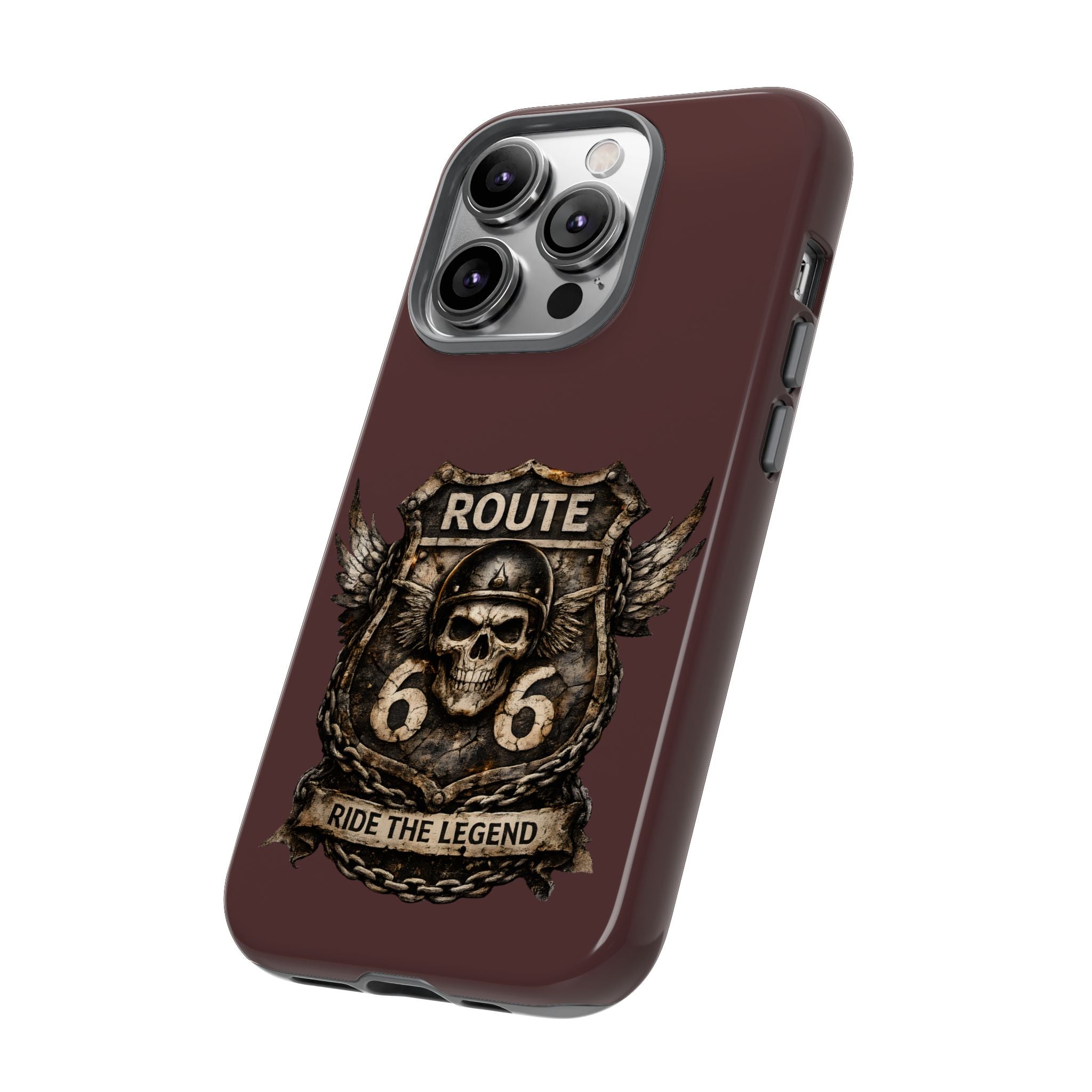 Route 66 Skull Helmet phone case | Motorcycle emblem, Ride the Legend