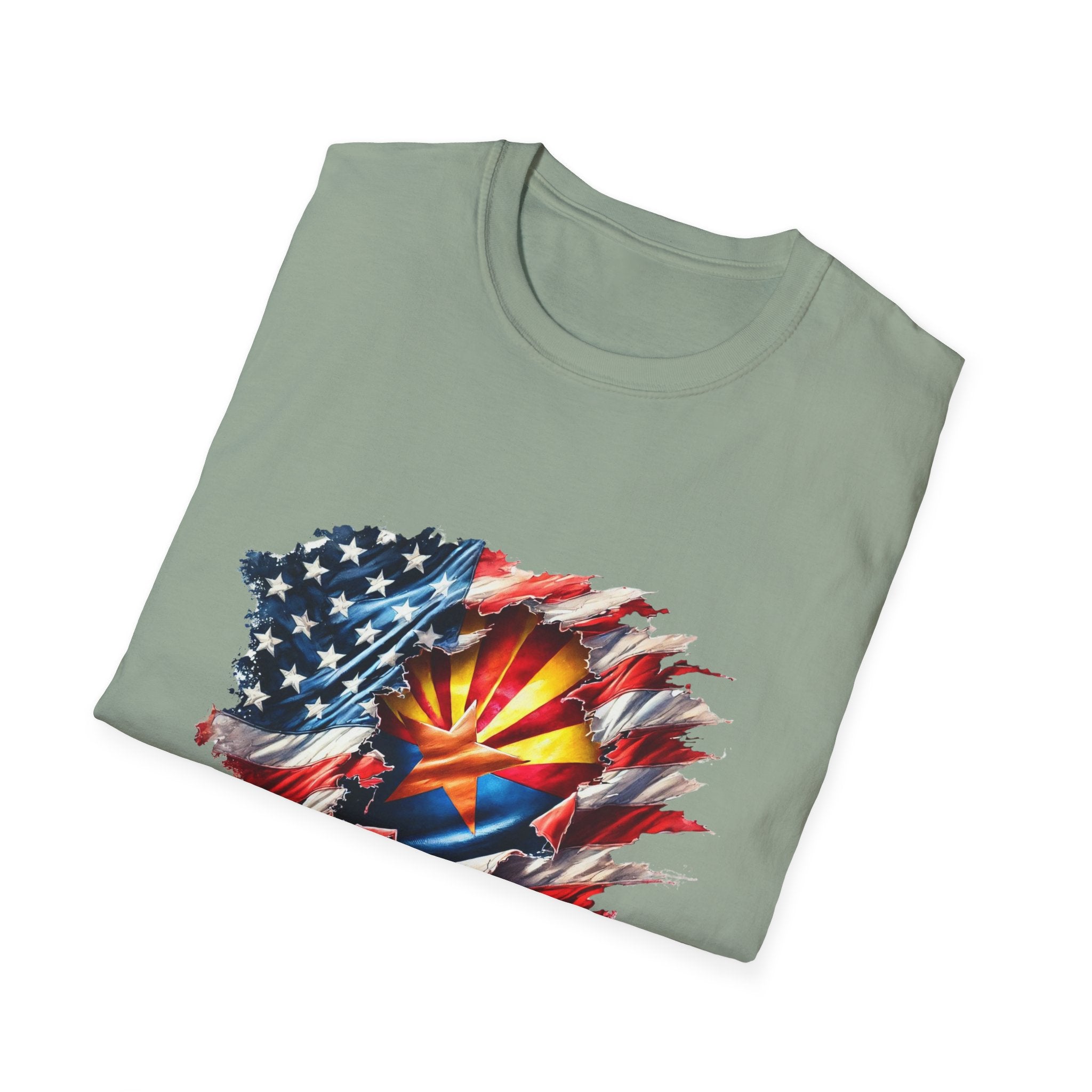 Arizona Flag Ripped Effect T-Shirt | USA Stars Stripes State Emblem
