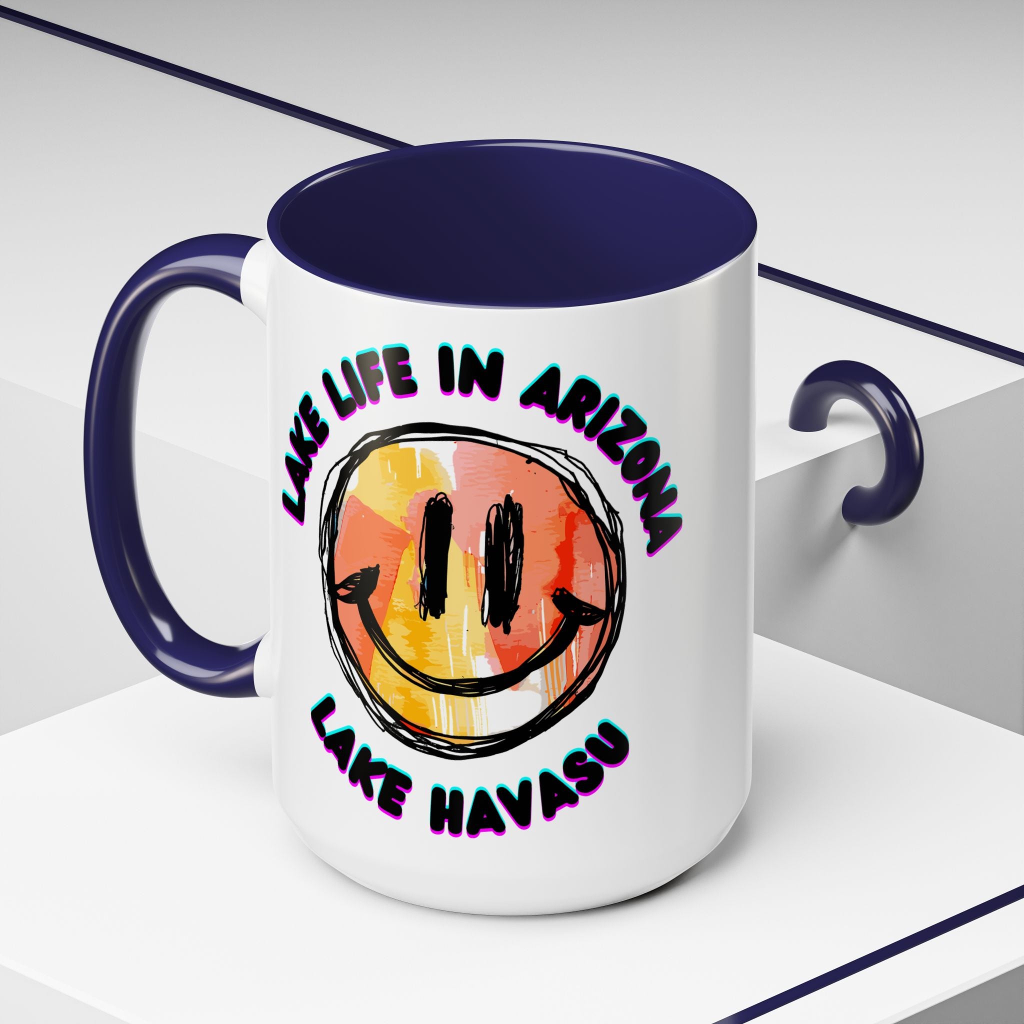 Lake Life in Arizona Smiley Mug | Lake Havasu Accent Coffee Mug