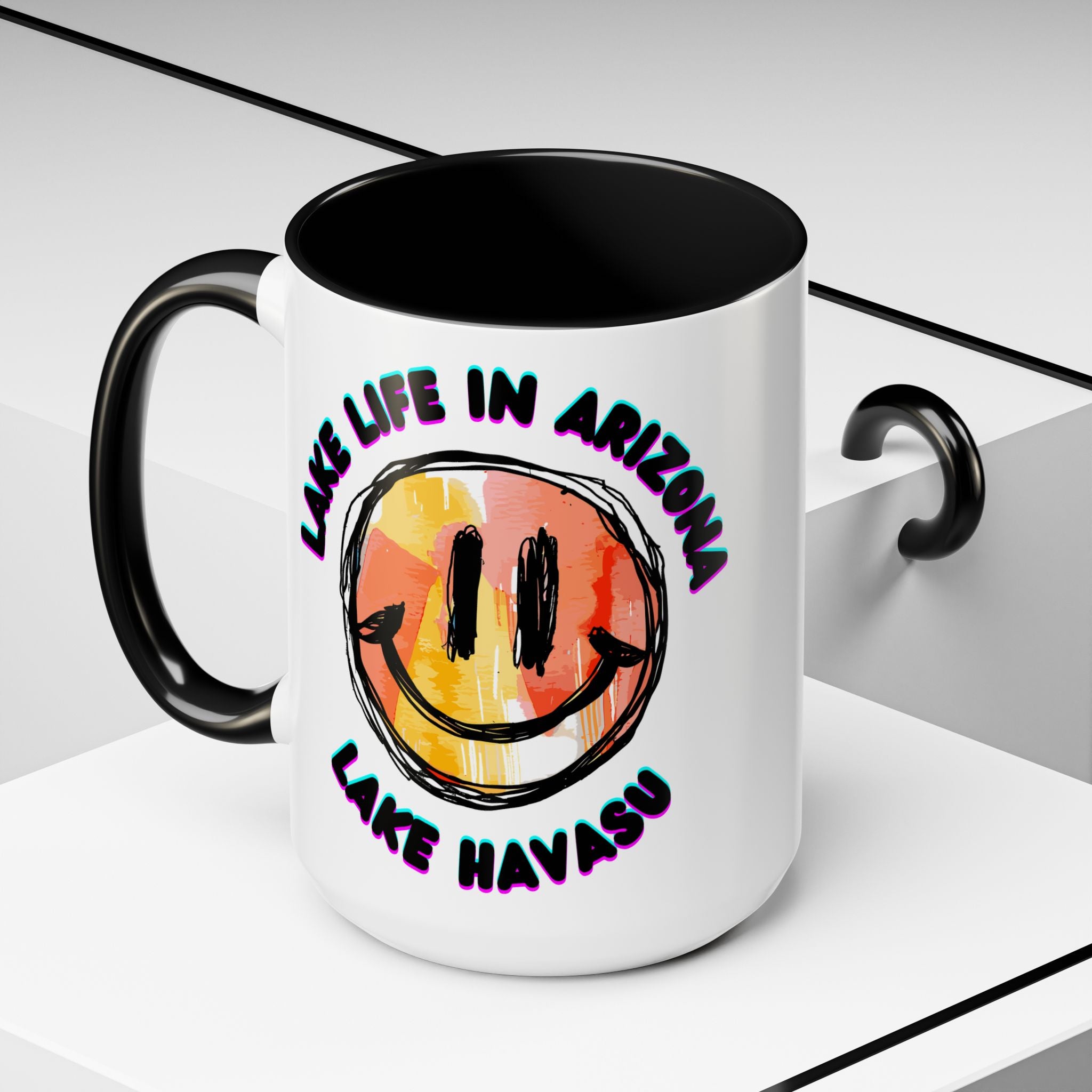 Lake Life in Arizona Smiley Mug | Lake Havasu Accent Coffee Mug