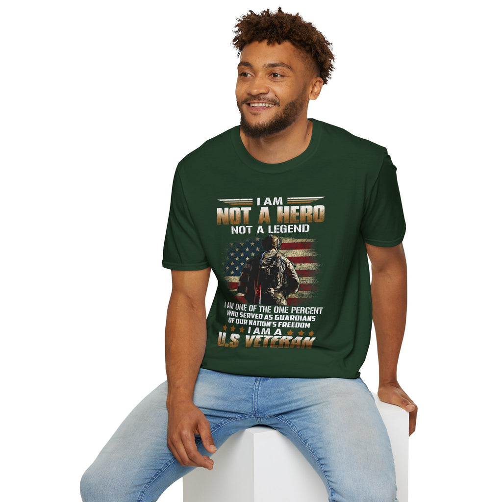 I Am Not a Hero I Am a U.S. Veteran T-Shirt | American Flag Soldier Tee