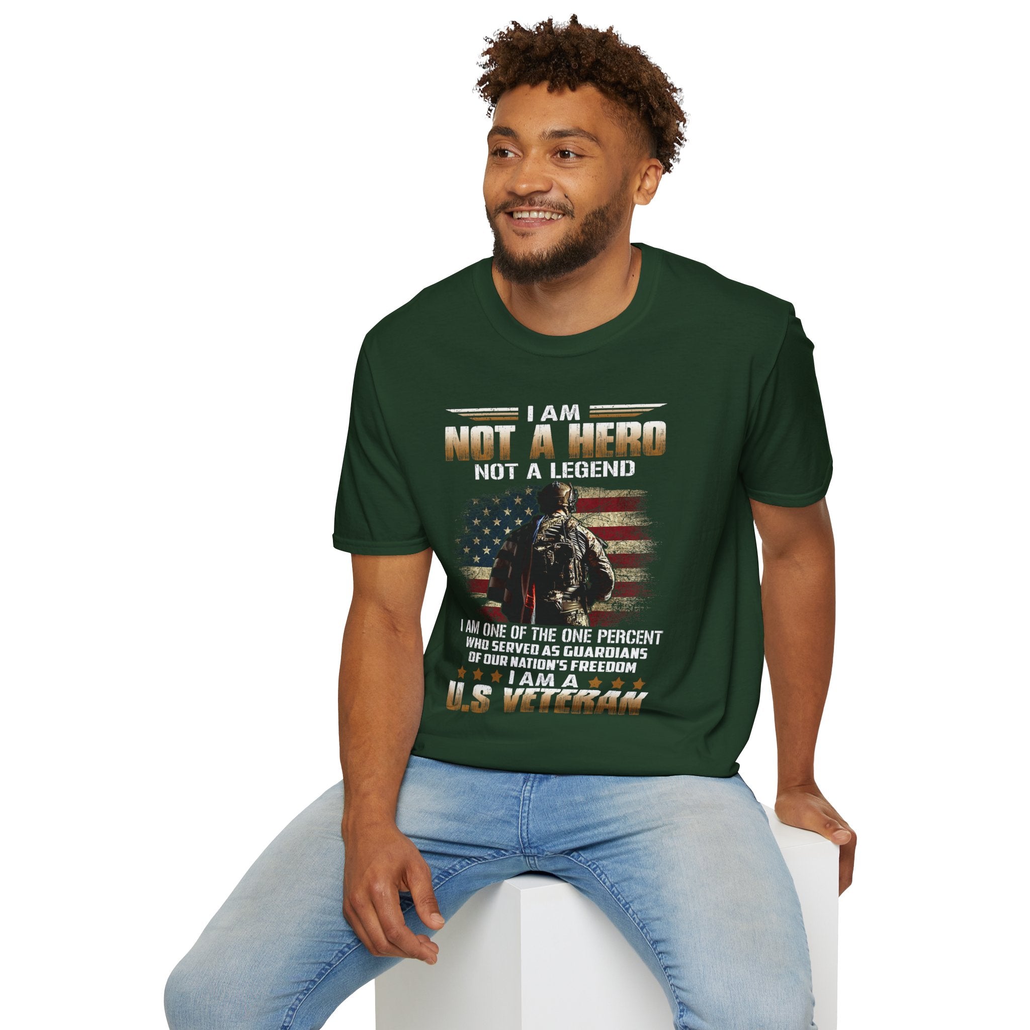 I Am Not a Hero I Am a U.S. Veteran T-Shirt | American Flag Soldier Tee