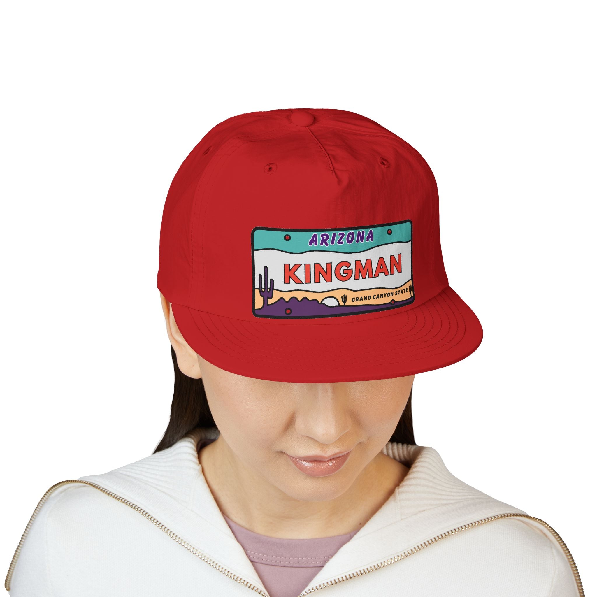Surf Cap, Beach Hat, Summer Headwear, Kingman Arizona License Plate Dessert Cap for Water Sports