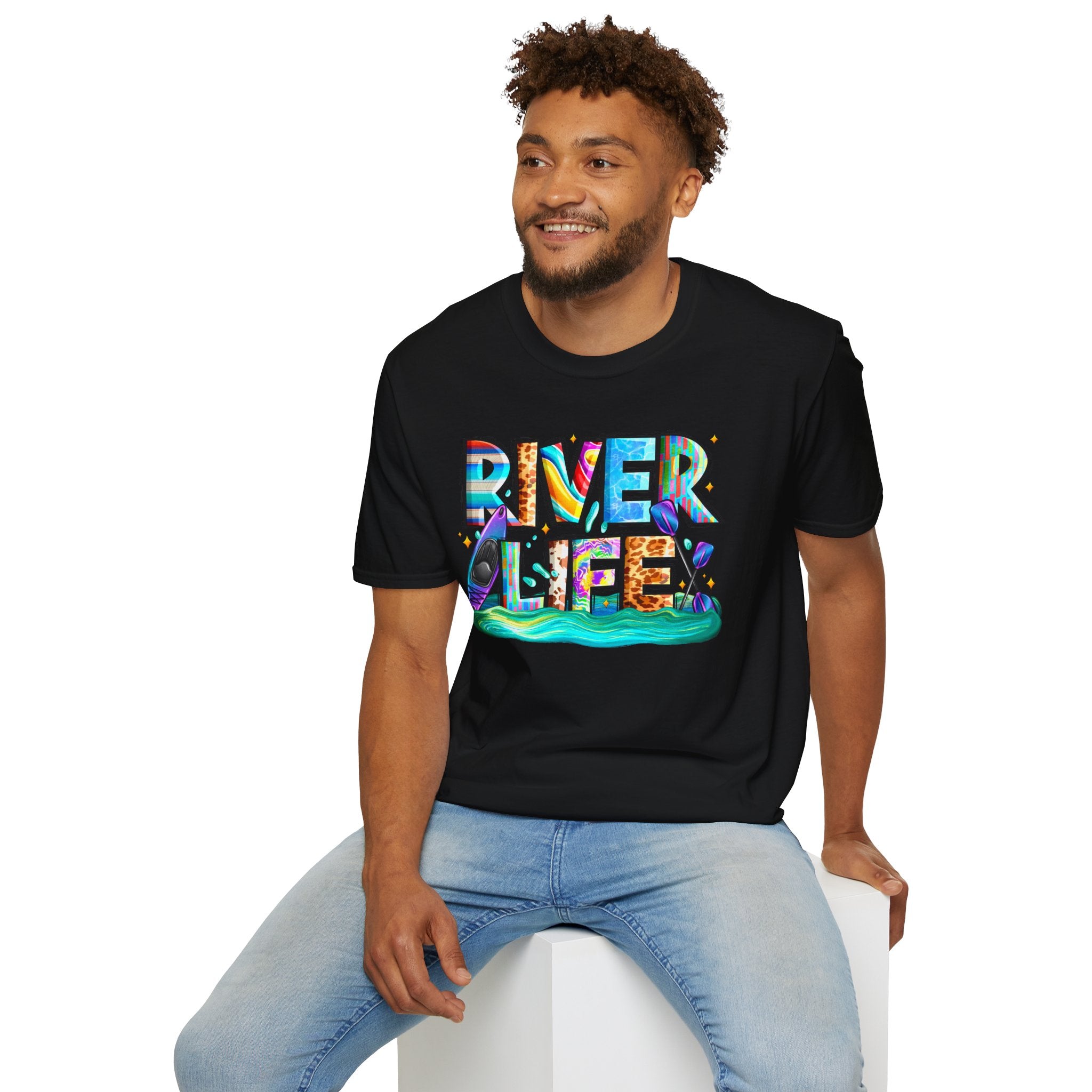 River Life T-Shirt | Colorful Fishing Scenic Graphic