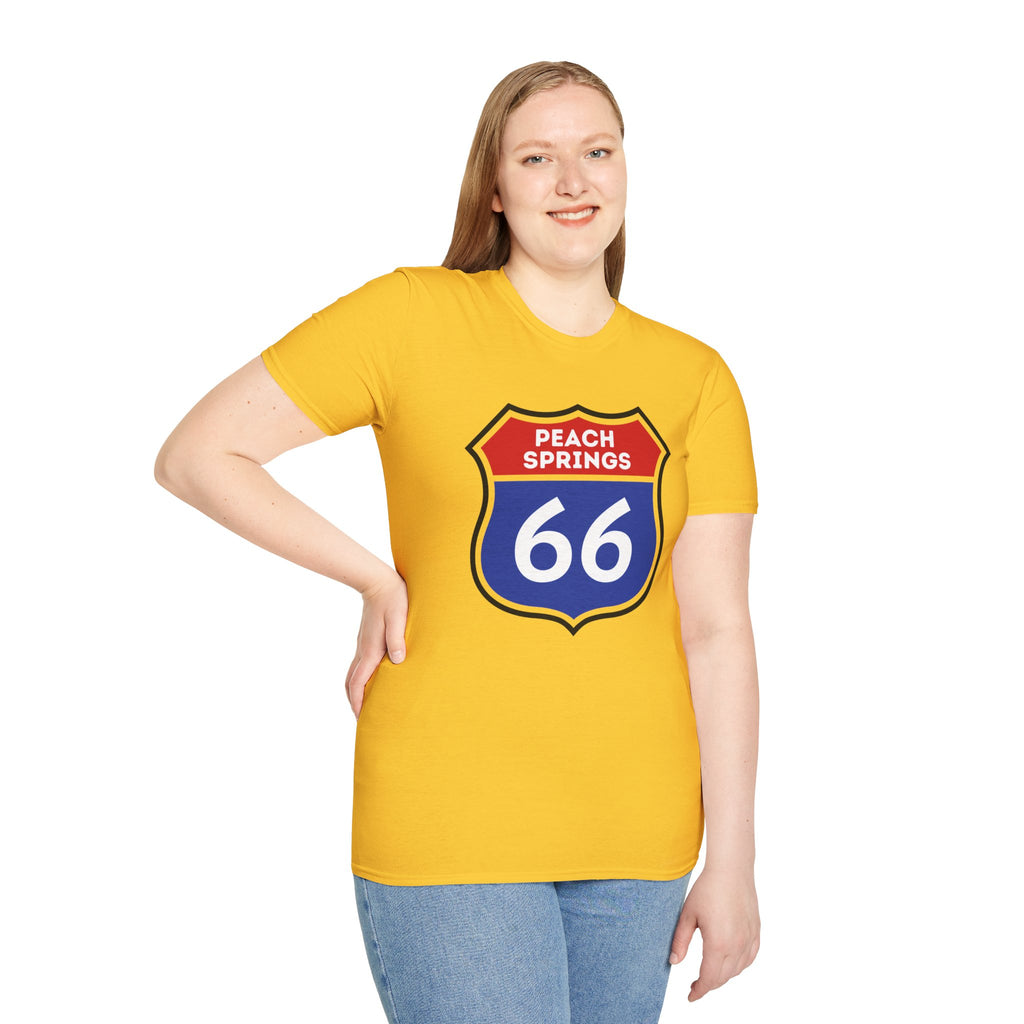 Peach Springs 66 Shield T-Shirt | Route 66 Road Sign Shirt