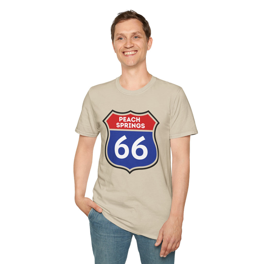 Peach Springs 66 Shield T-Shirt | Route 66 Road Sign Shirt