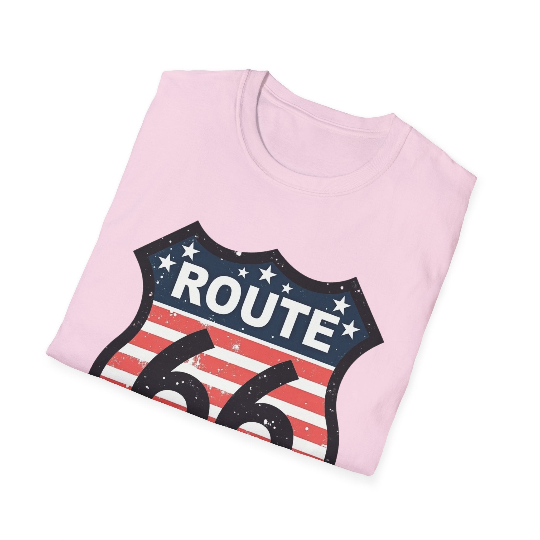 Route 66 Shield T-Shirt | American Flag Vintage Road Sign