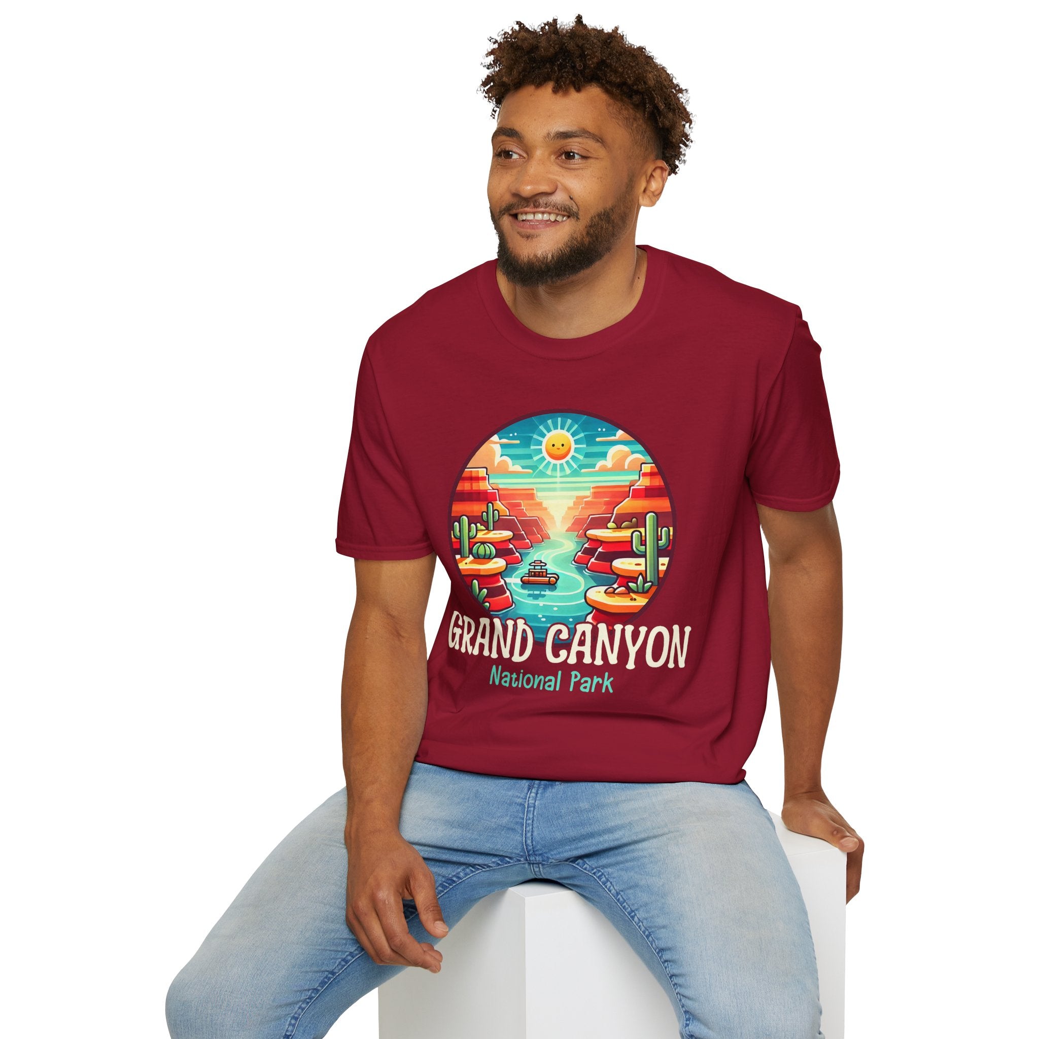 Grand Canyon National Park Retro Sunset T-Shirt | Canyon River Illustration