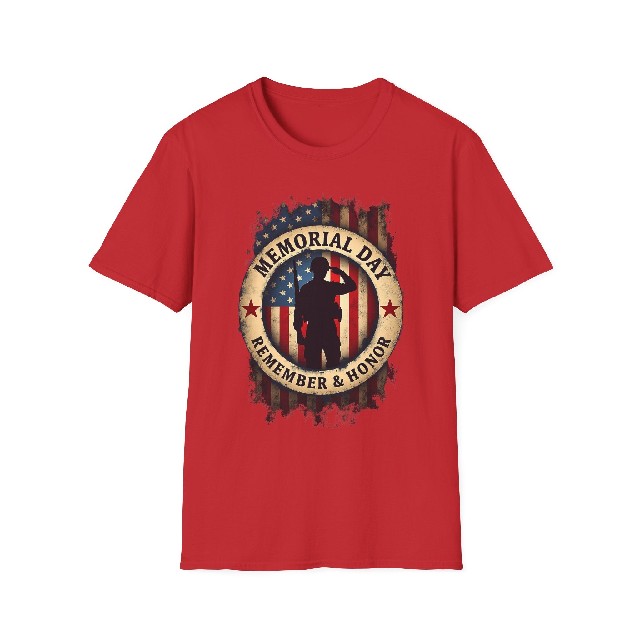 Memorial Day Remember & Honor T-Shirt | Soldier Silhouette American Flag