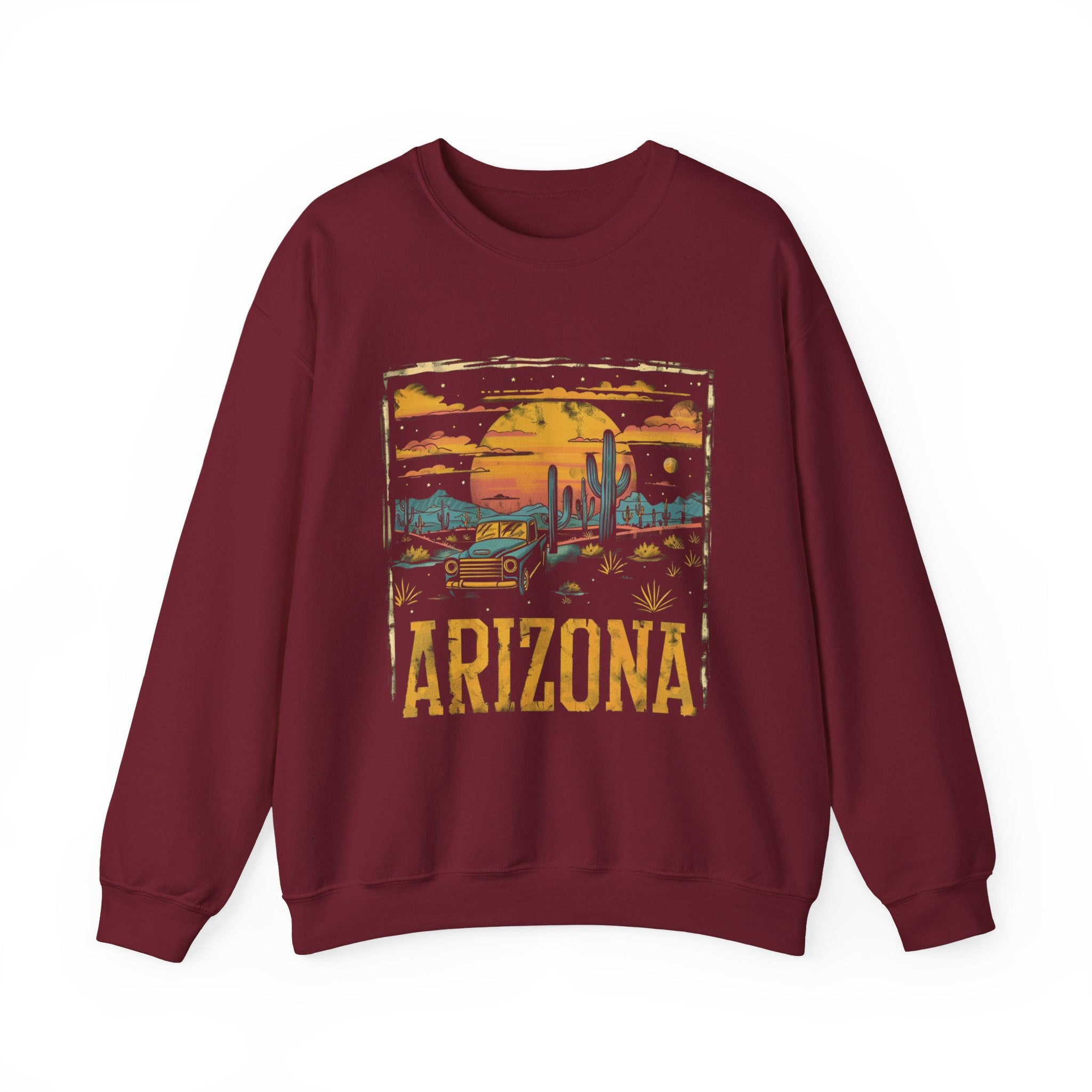Arizona Desert Sunset Sweatshirt | Retro Cactus Landscape
