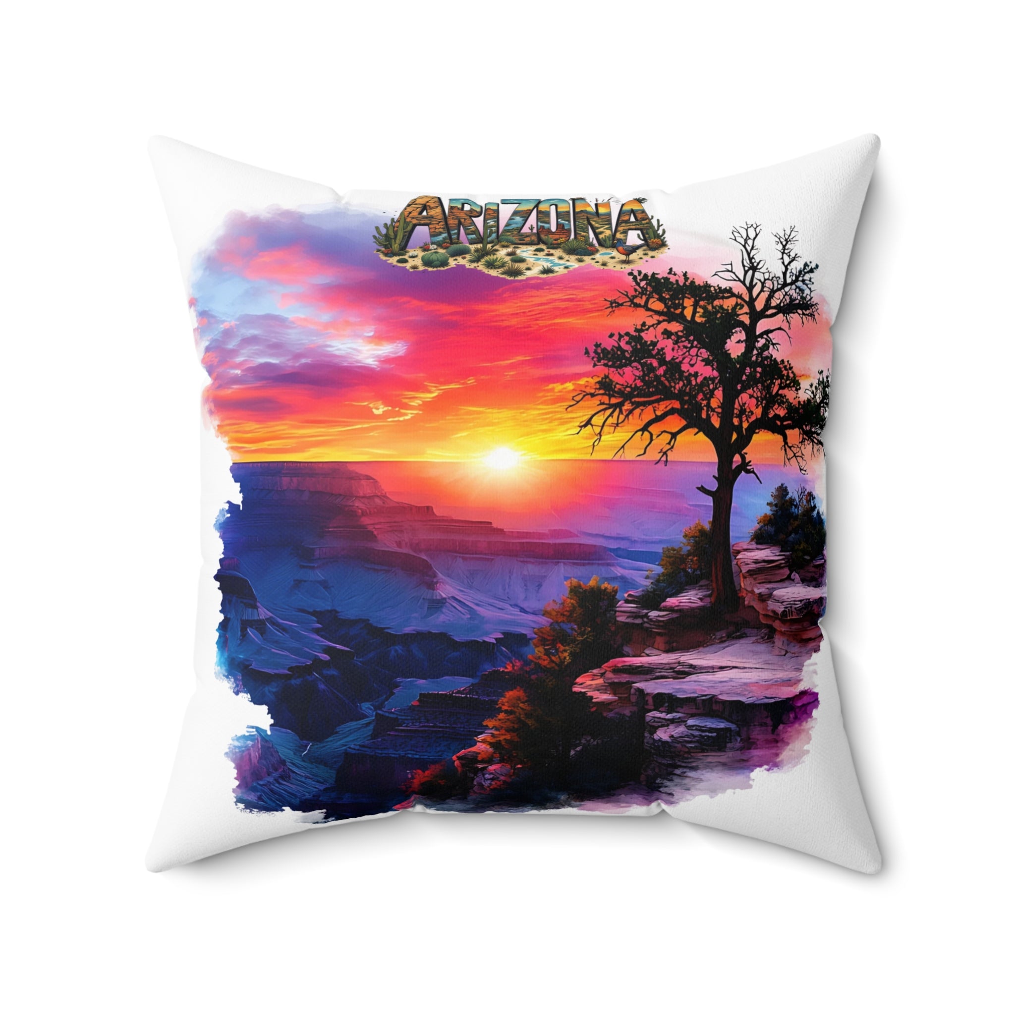 Arizona Sunset Square Pillow, Home Decor, Gift for Nature Lovers, Couch Cushion, Bohemian Style Pillow, Travel Souvenir AZ