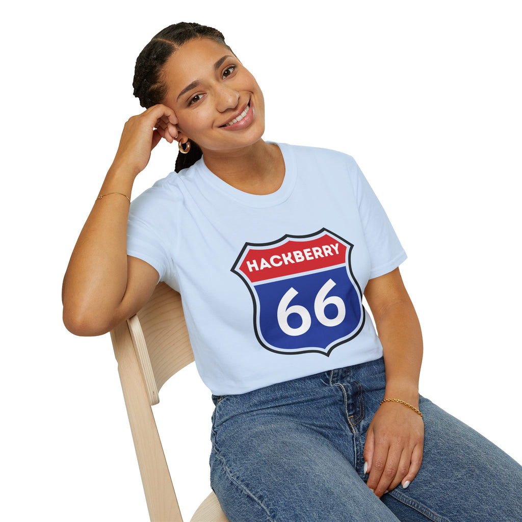 Hackberry 66 Shield T-Shirt | Route 66 Road Sign Tee