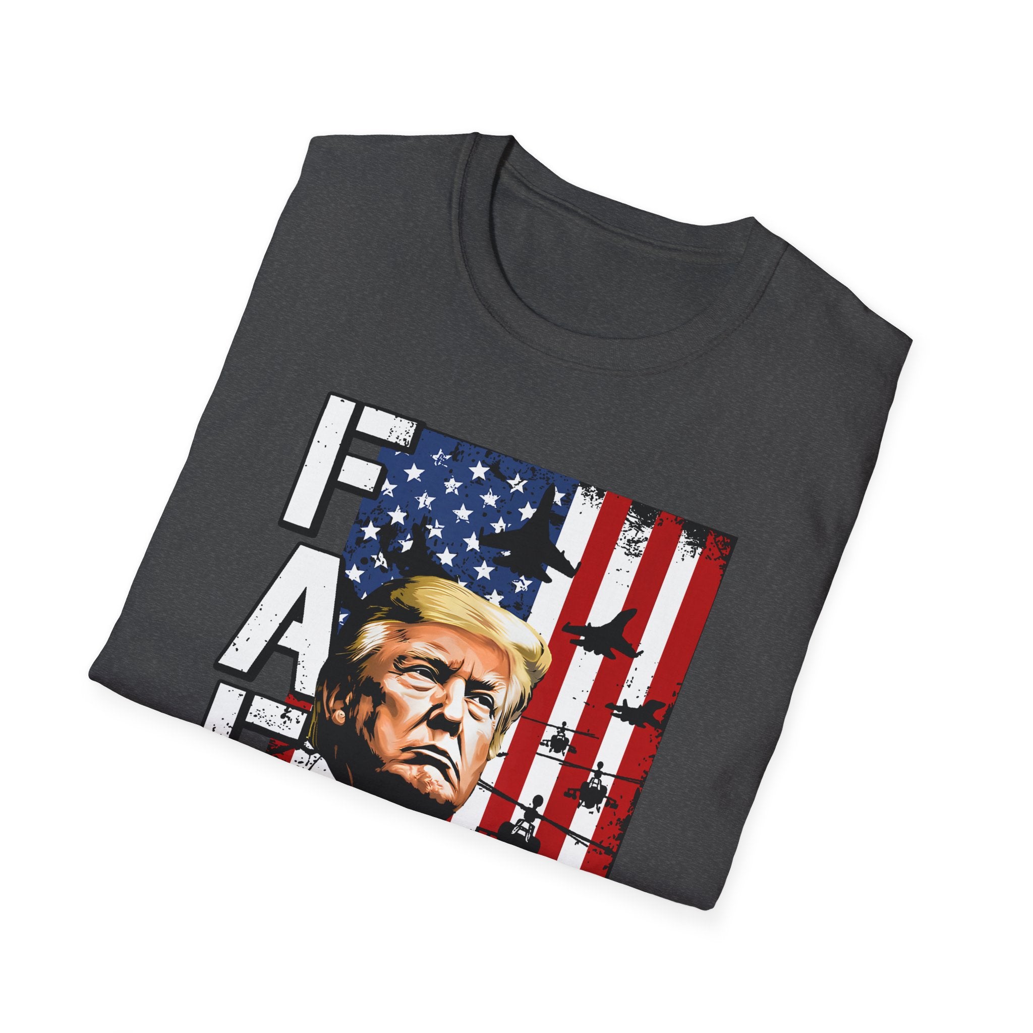 FAFO Patriotic Political Portrait T-Shirt | Flag Background, Bold Lettering