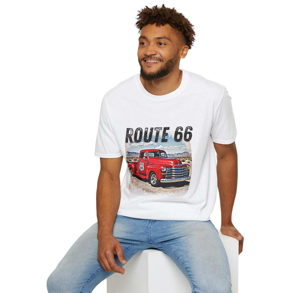 Route 66 Red Vintage Truck T-Shirt | Retro Highway Graphic