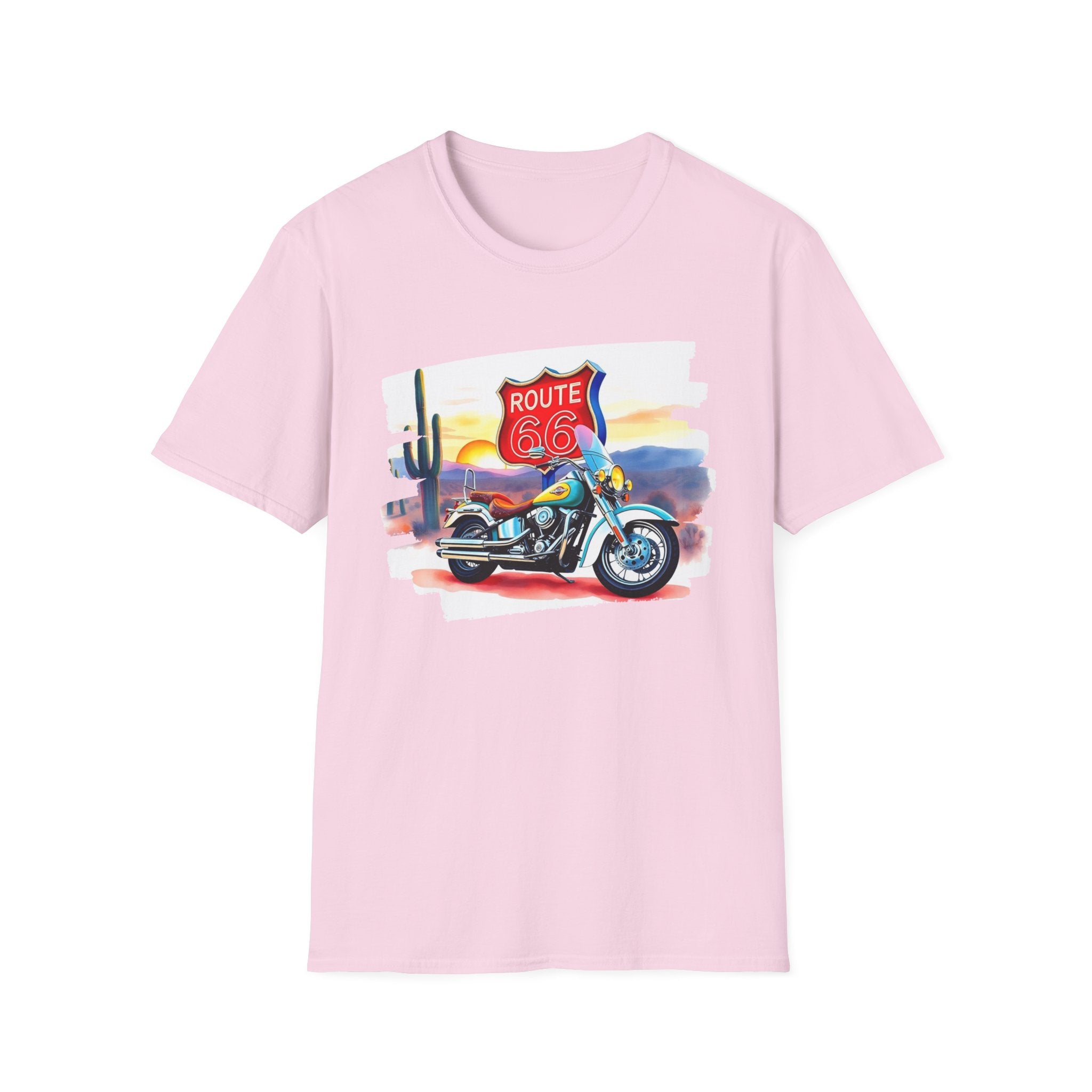 Route 66 Motorcycle T-Shirt | Desert Sunset Biker Graphic