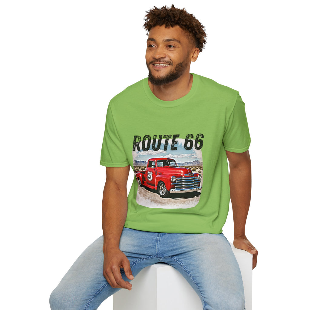 Route 66 Red Vintage Truck T-Shirt | Retro Highway Graphic