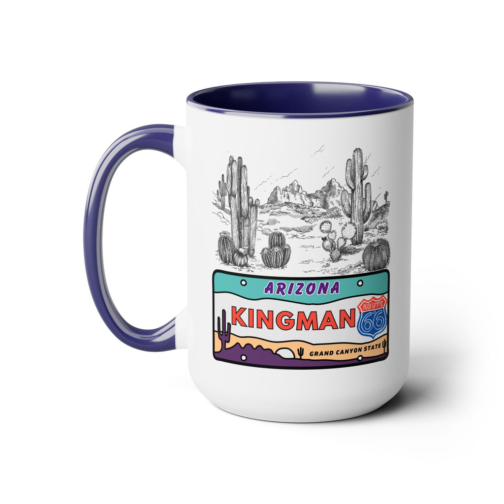 Kingman Arizona Route 66 Two-Tone Coffee Mugs, 15oz