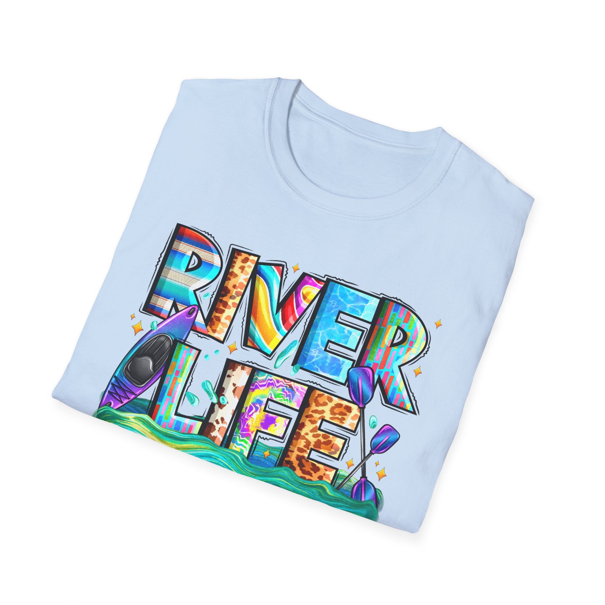 River Life T-Shirt | Colorful Fishing Scenic Graphic