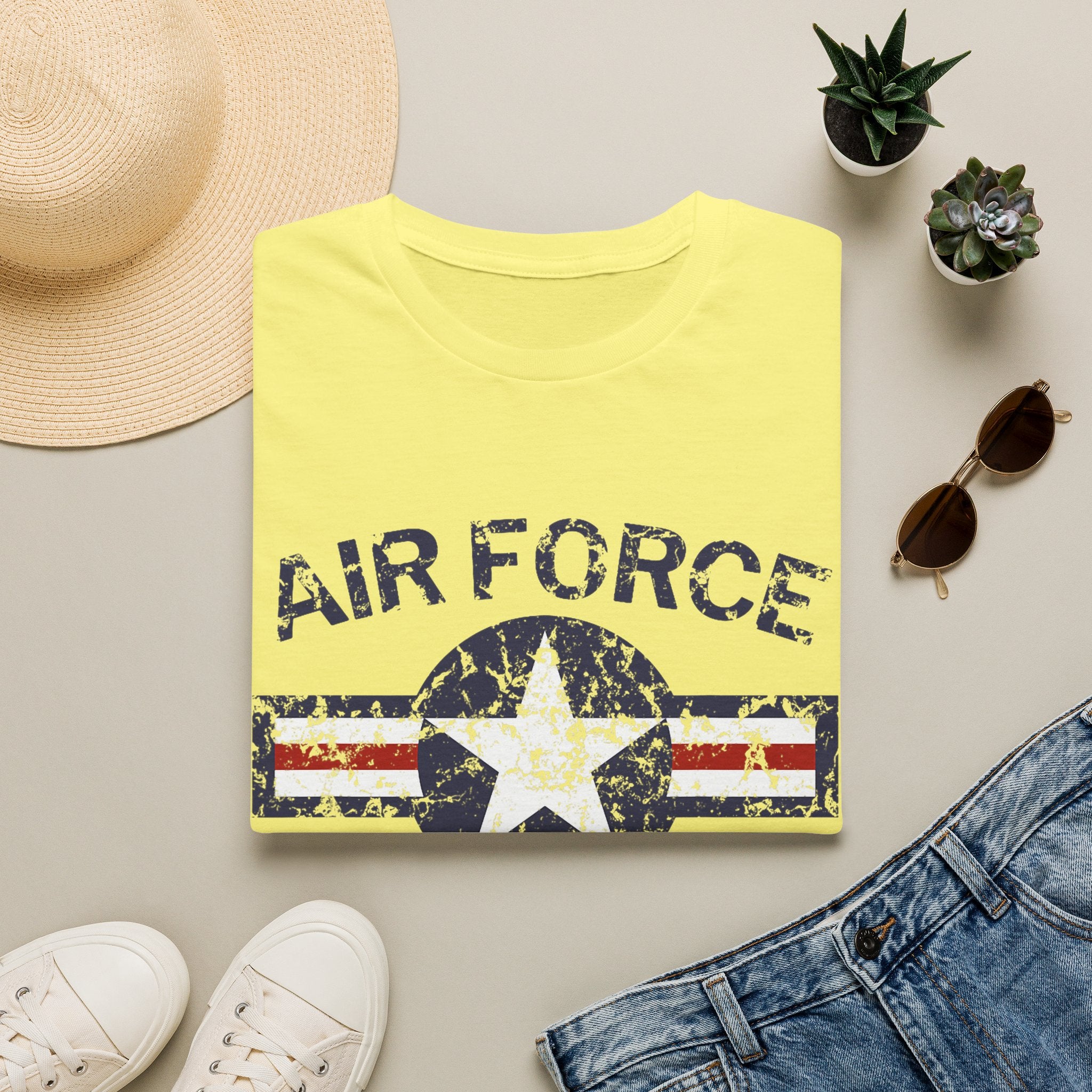 Air Force Veteran Distressed Logo T-Shirt | Military Star Stripe Tee