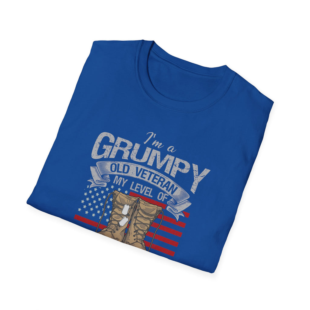 Grumpy Old Veteran Boots, T-Shirt | American Flag, Sarcasm Depends on Stupidity