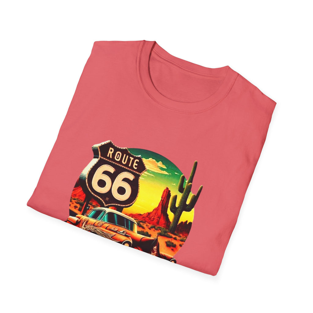 Route 66 Mens and Womans Softstyle T-Shirt, Unisex Retro Vintage Tee, Road Trip Travel Shirt, Hipster Graphic Top, Americana Clothing