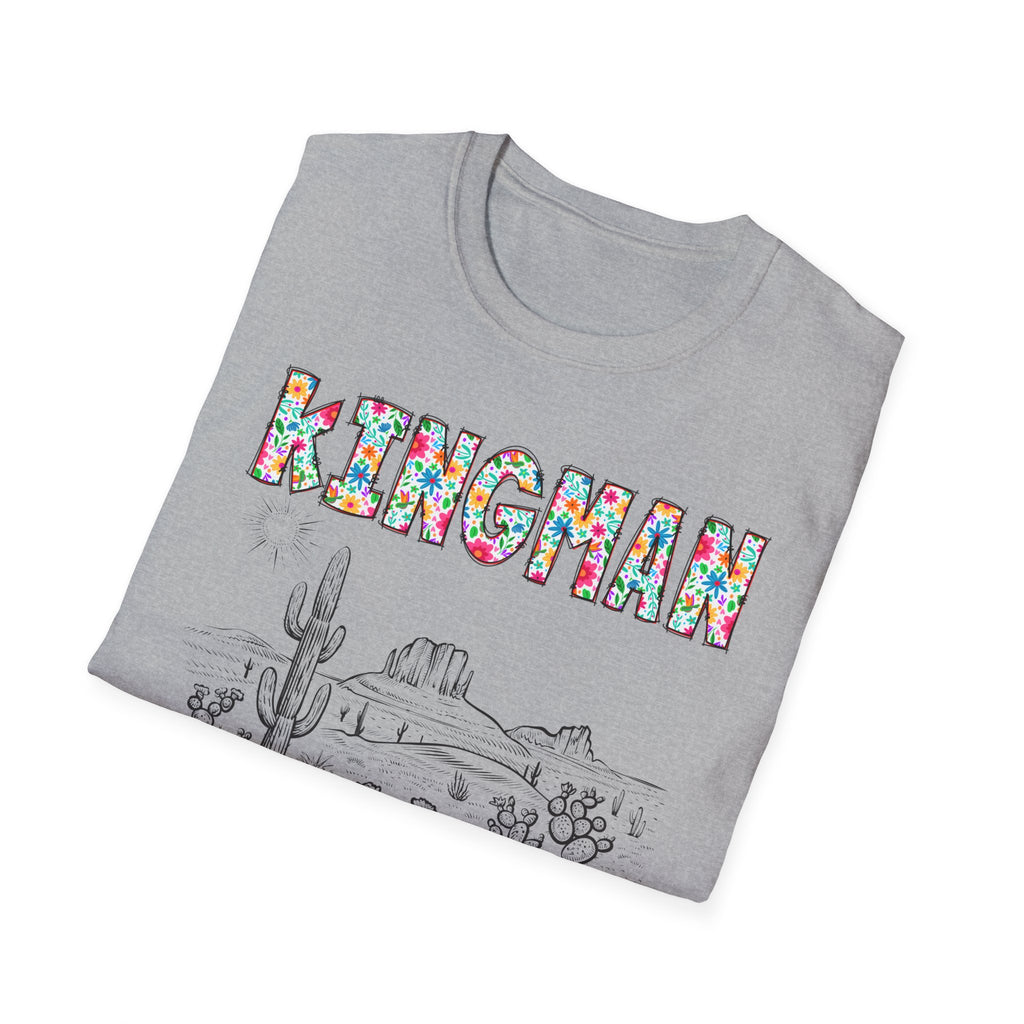 Kingman Arizona Colorful Mens Womans Unisex T-Shirt, Casual Wear, Travel Souvenir, Gift for Nature Lovers, Vacation Tee
