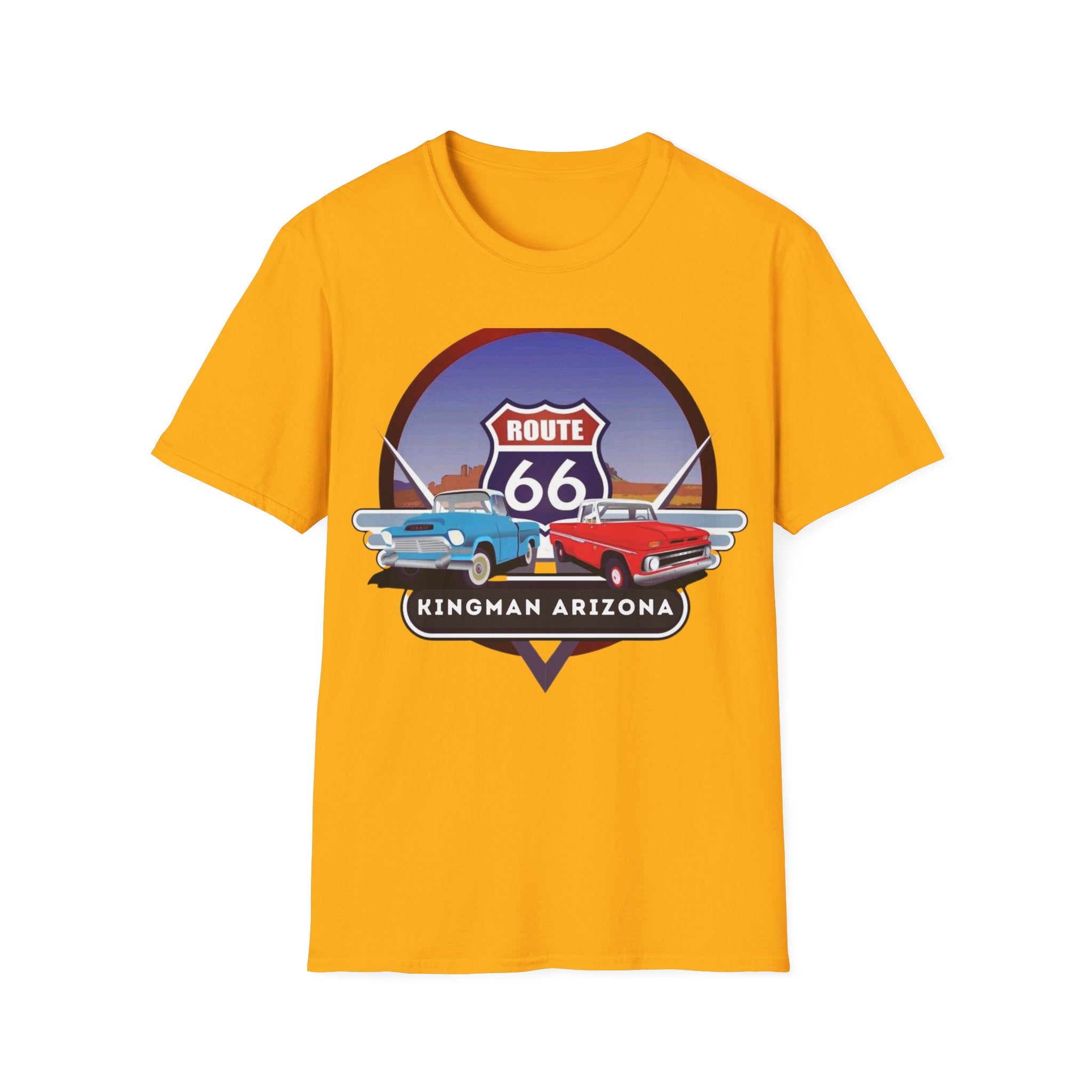Route 66 Kingman Arizona Softstyle T-Shirt, Vintage Tee, Retro Shirt, Unisex Top, Gift for Travelers