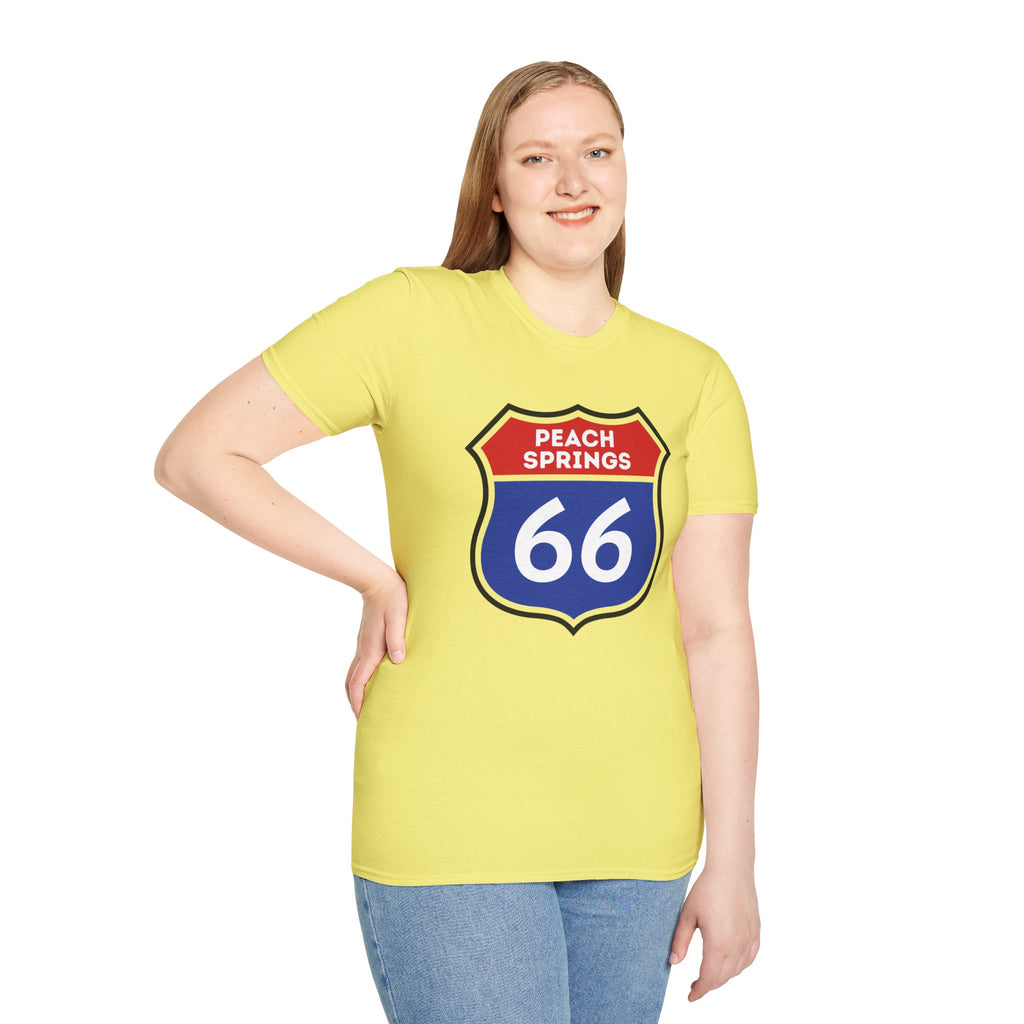 Peach Springs 66 Shield T-Shirt | Route 66 Road Sign Shirt