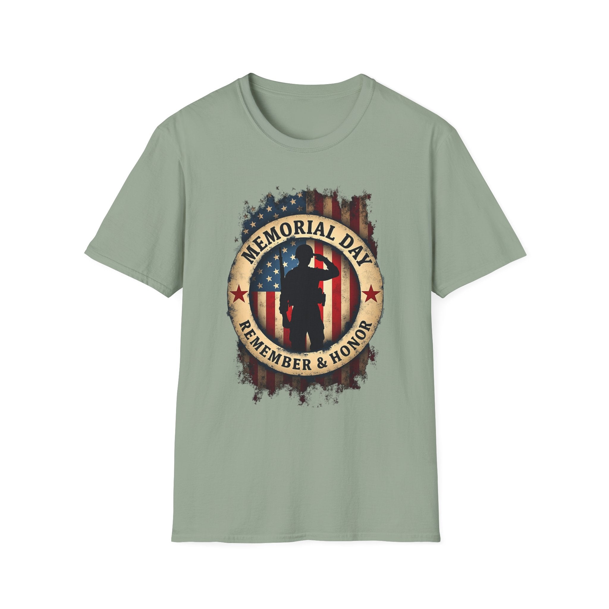 Memorial Day Remember & Honor T-Shirt | Soldier Silhouette American Flag