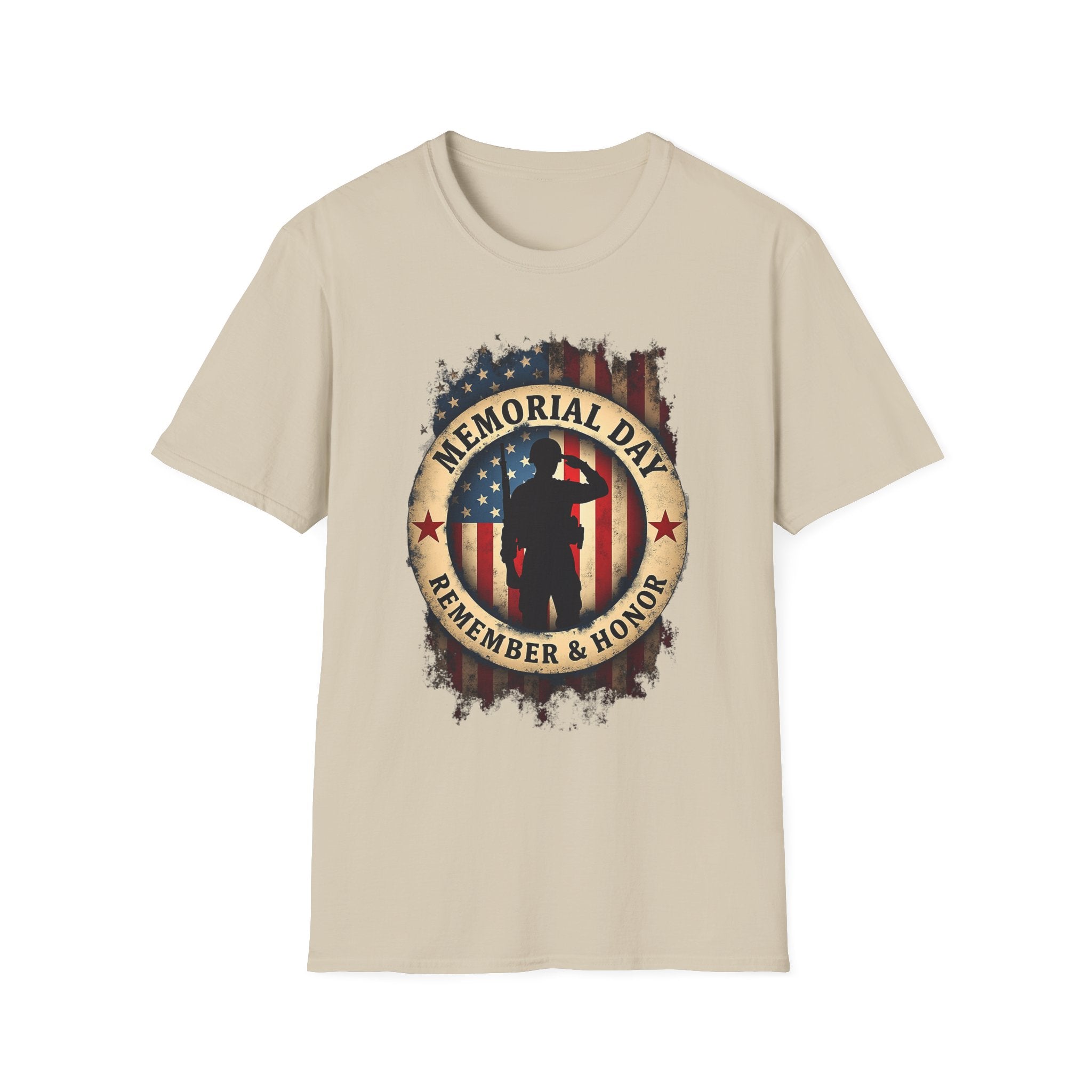 Memorial Day Remember & Honor T-Shirt | Soldier Silhouette American Flag