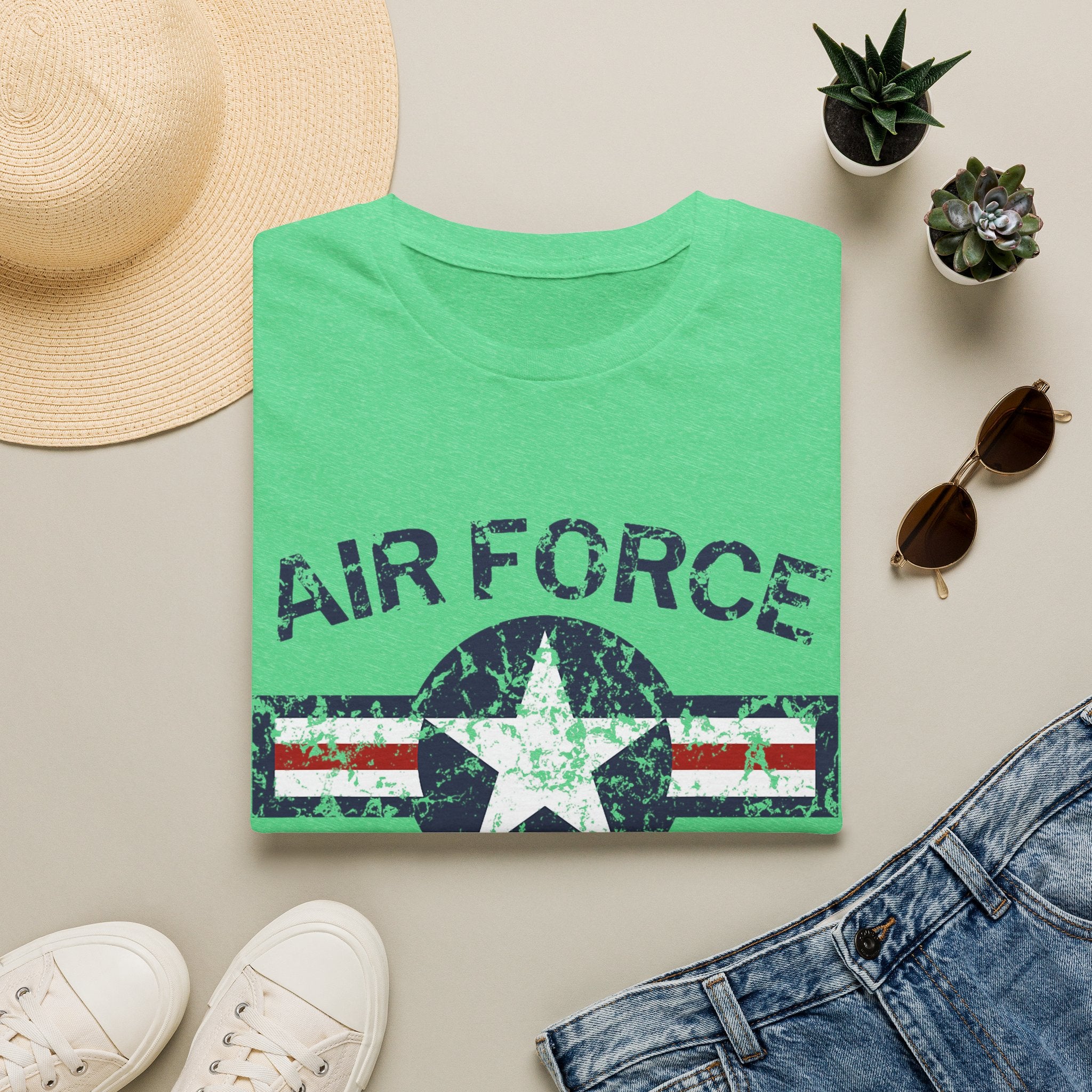 Air Force Veteran Distressed Logo T-Shirt | Military Star Stripe Tee