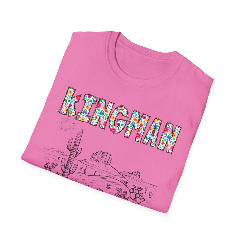 Kingman Arizona Colorful Mens Womans Unisex T-Shirt, Casual Wear, Travel Souvenir, Gift for Nature Lovers, Vacation Tee