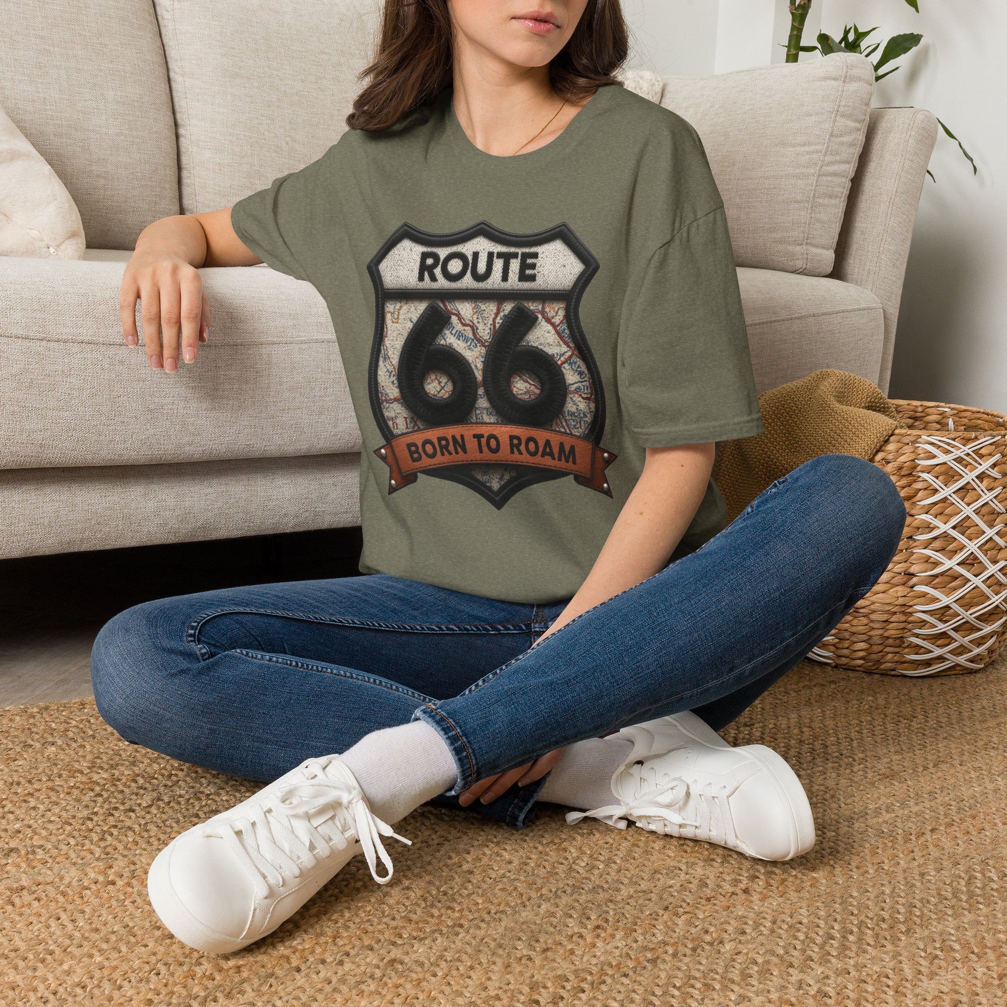 Route 66 Born to Roam T-Shirt | Vintage Highway Shield Tee