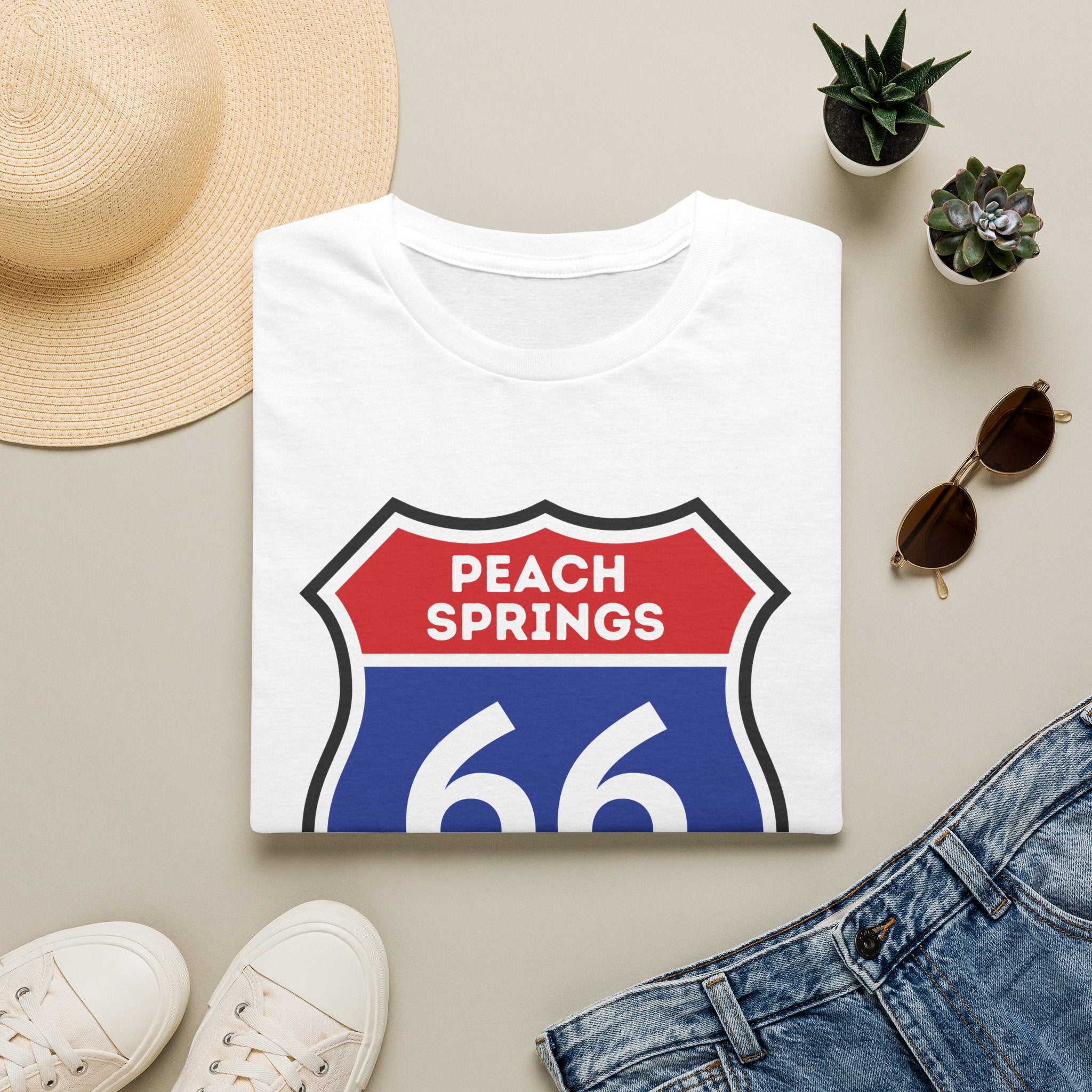 Peach Springs 66 Shield T-Shirt | Route 66 Road Sign Shirt