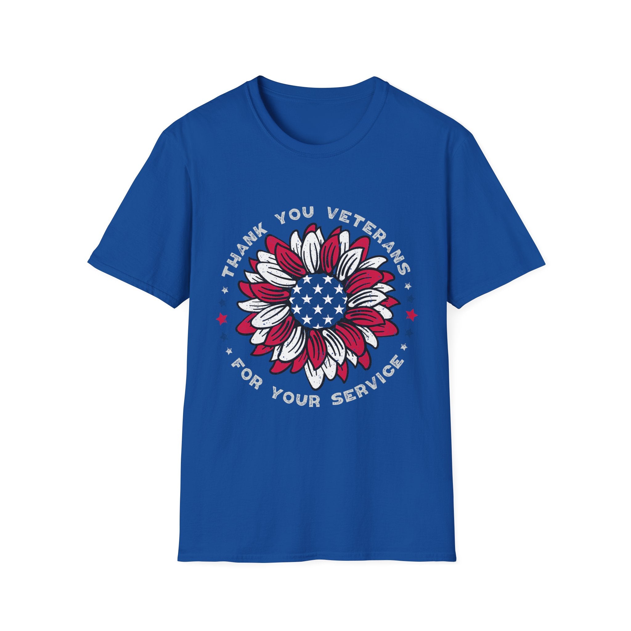 American Flag Sunflower Thank You Veterans T-Shirt | Patriotic Memorial Day Tee